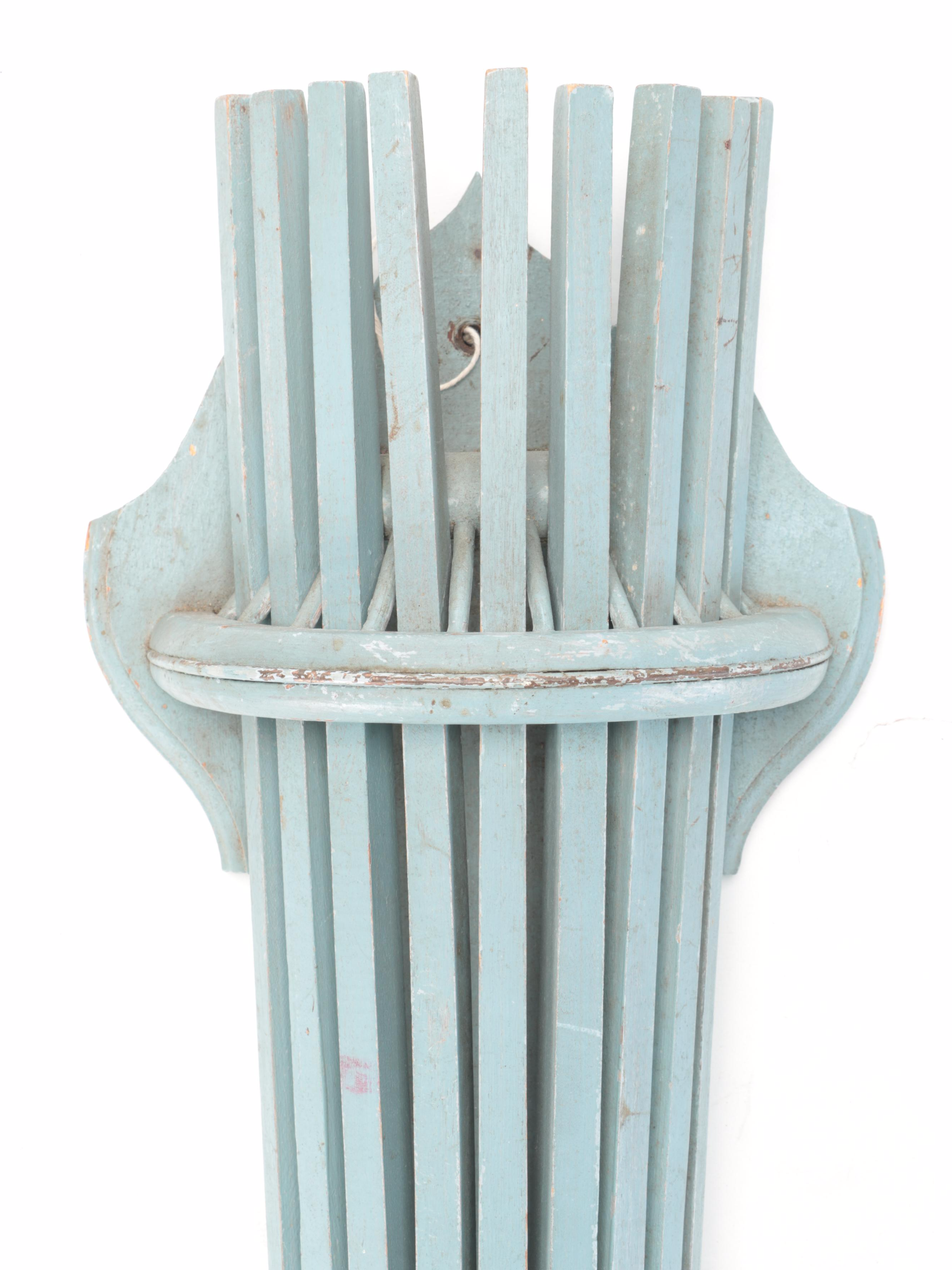 Painted Wooden Wall Hanging Drying Rack, Plate Rail and Cabinet