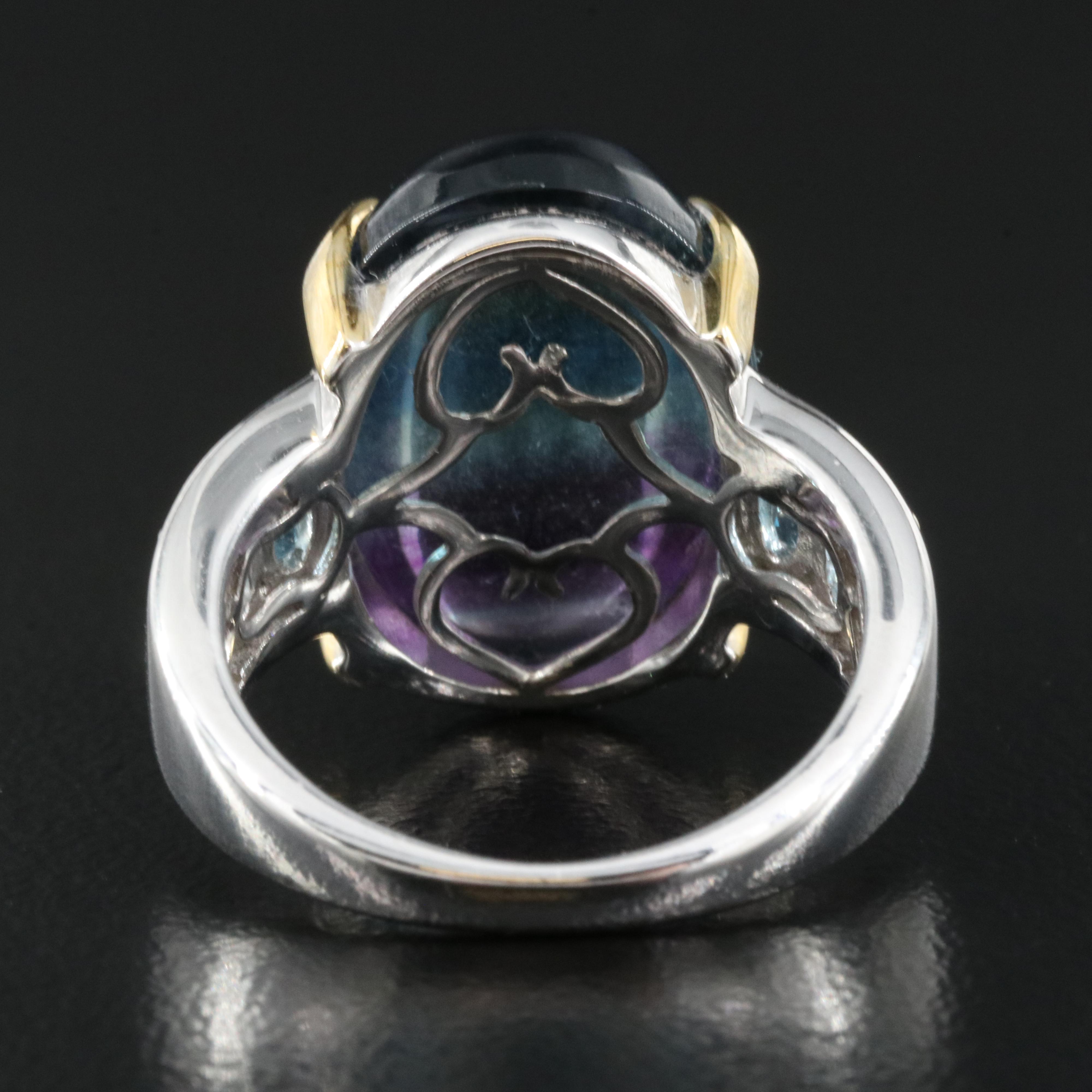 Sterling Fluorite and Topaz Ring