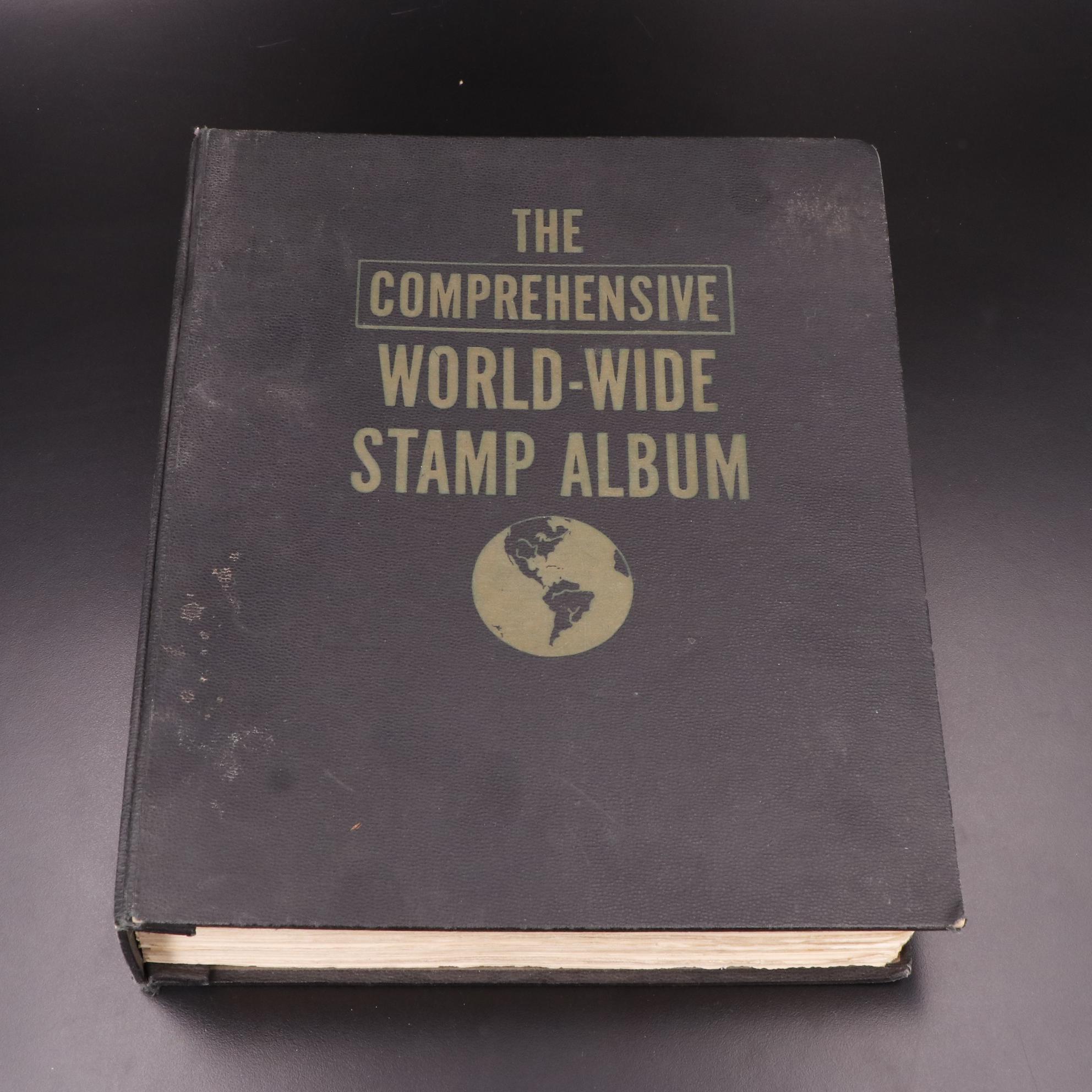 Three Vintage Postage Stamp Albums and Vintage Foreign Currency