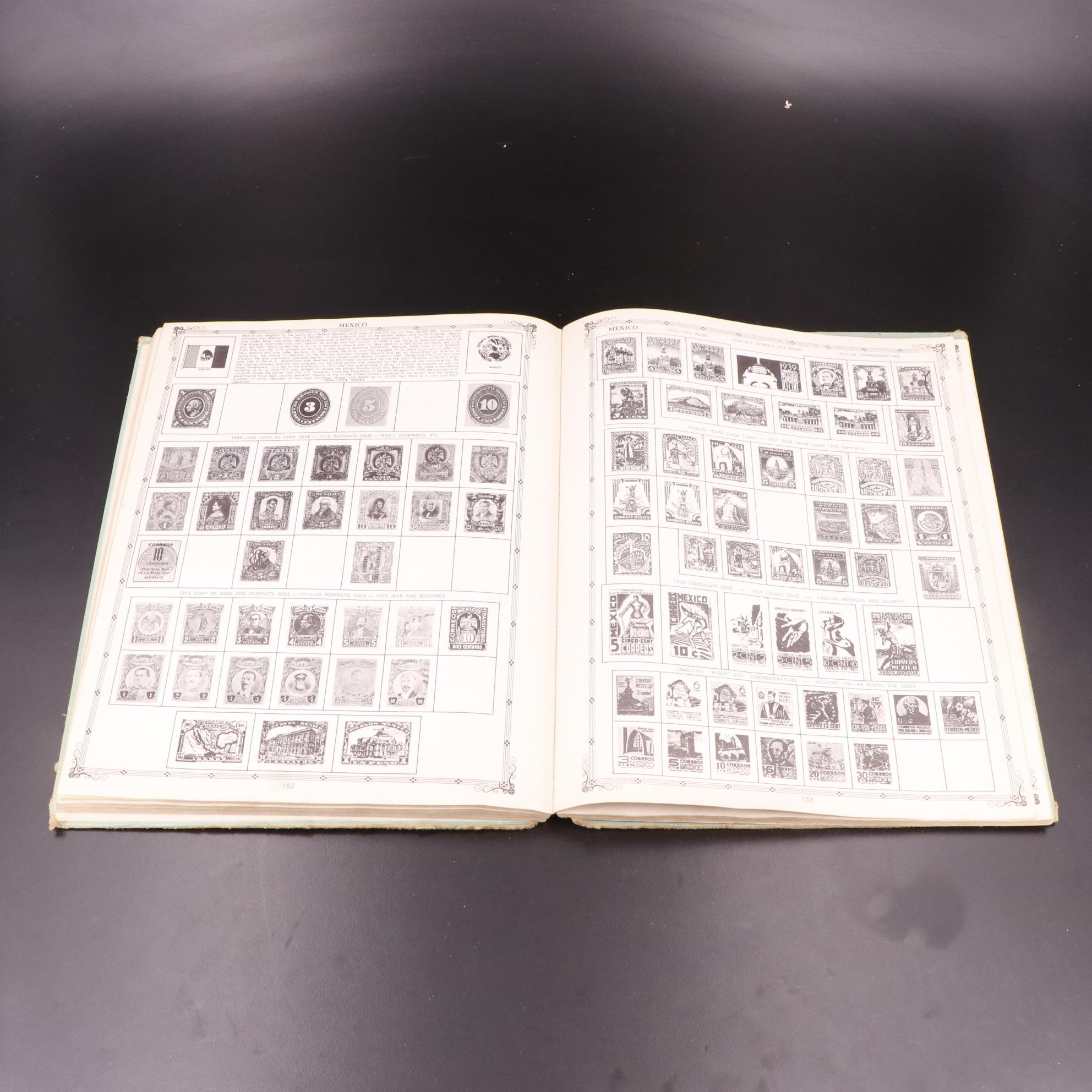 Three Vintage Postage Stamp Albums and Vintage Foreign Currency