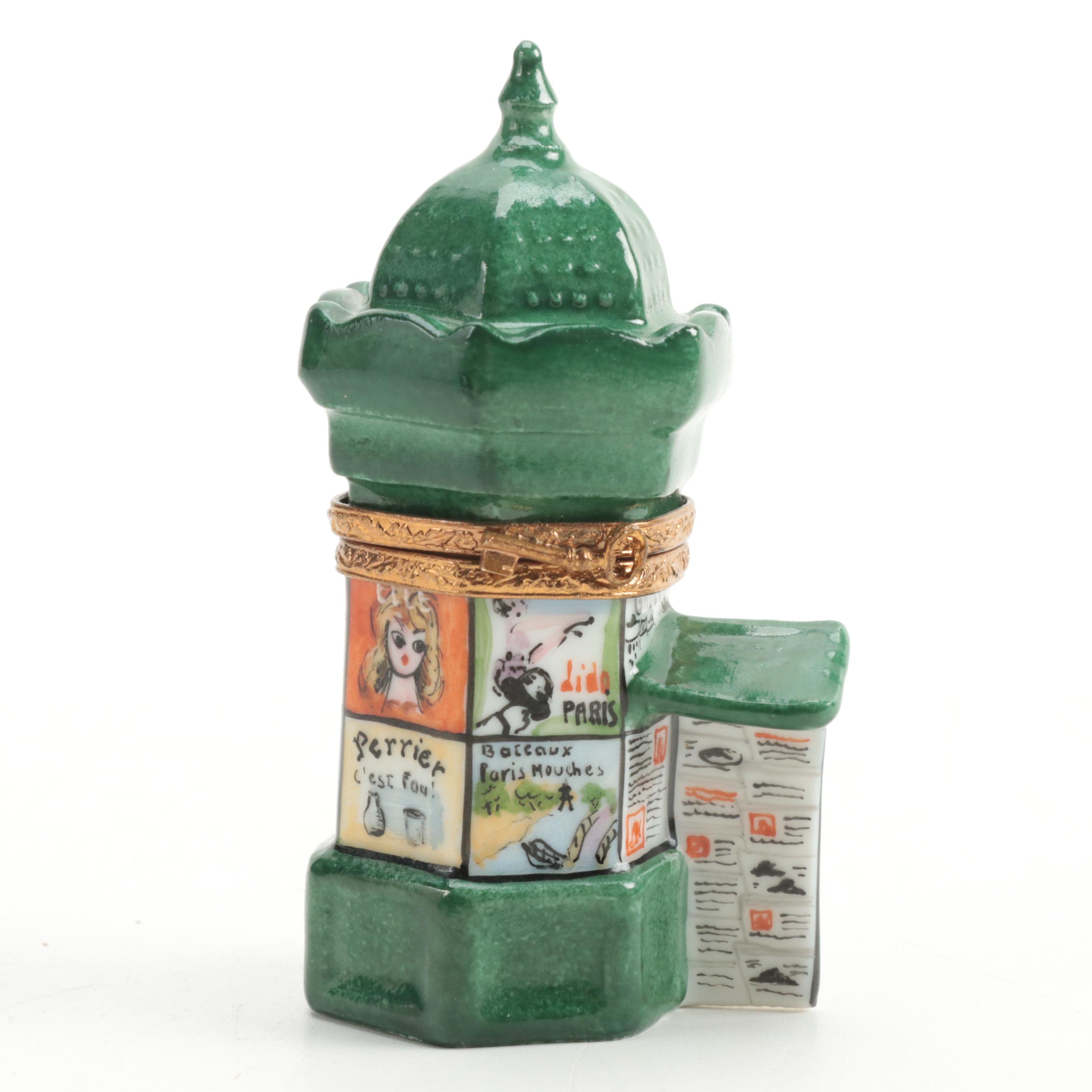 Hand-Painted French Kiosk Porcelain Limoges Box