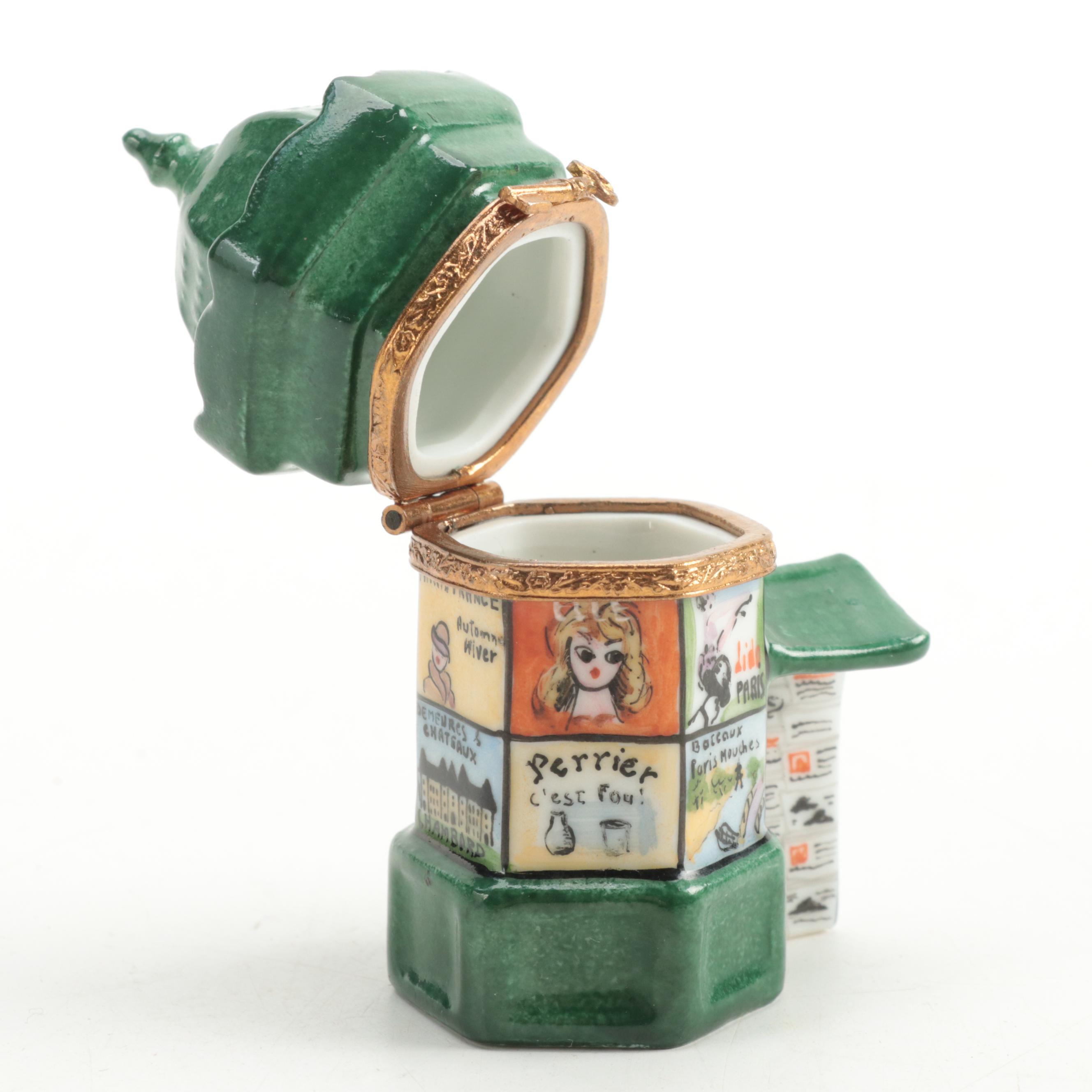 Hand-Painted French Kiosk Porcelain Limoges Box