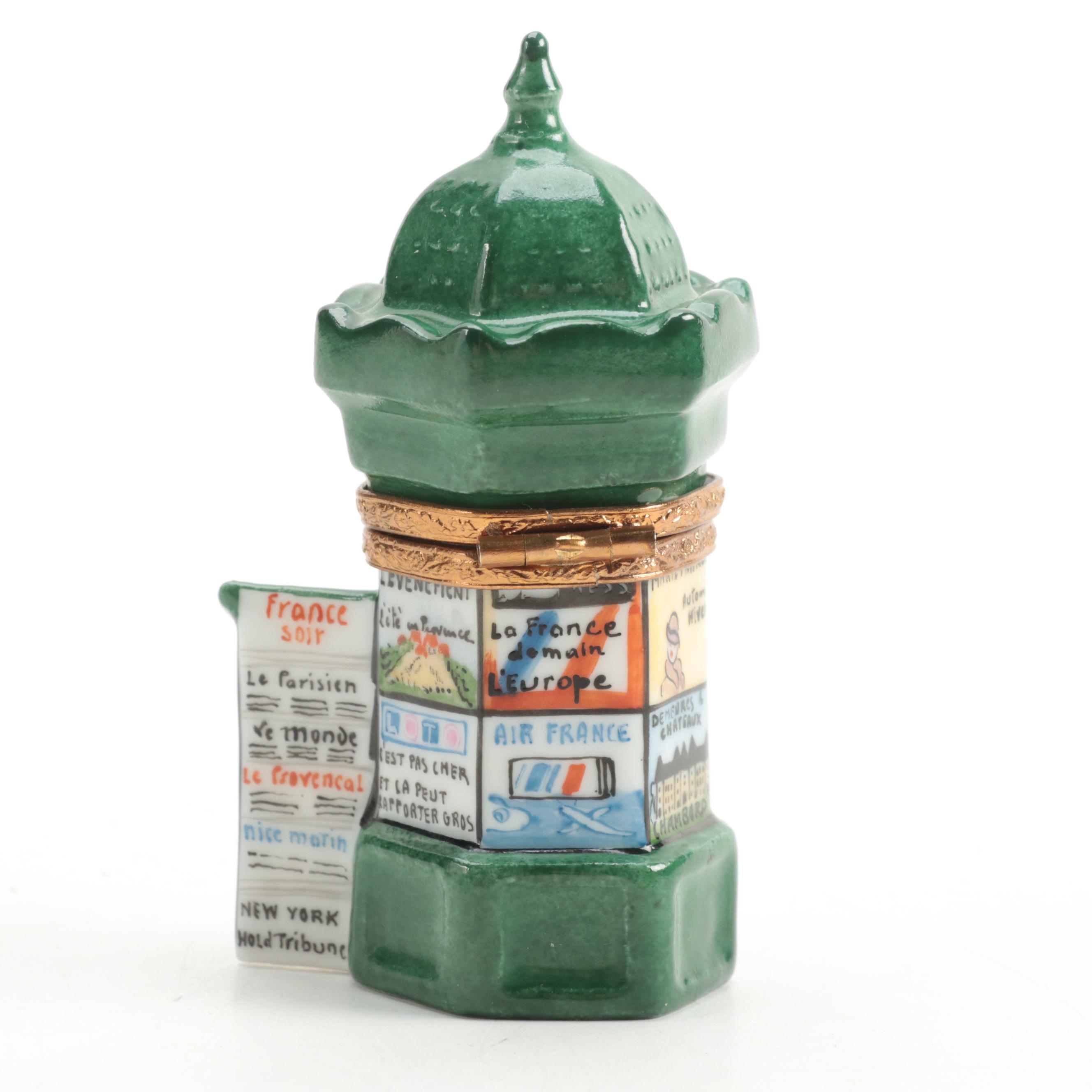Hand-Painted French Kiosk Porcelain Limoges Box
