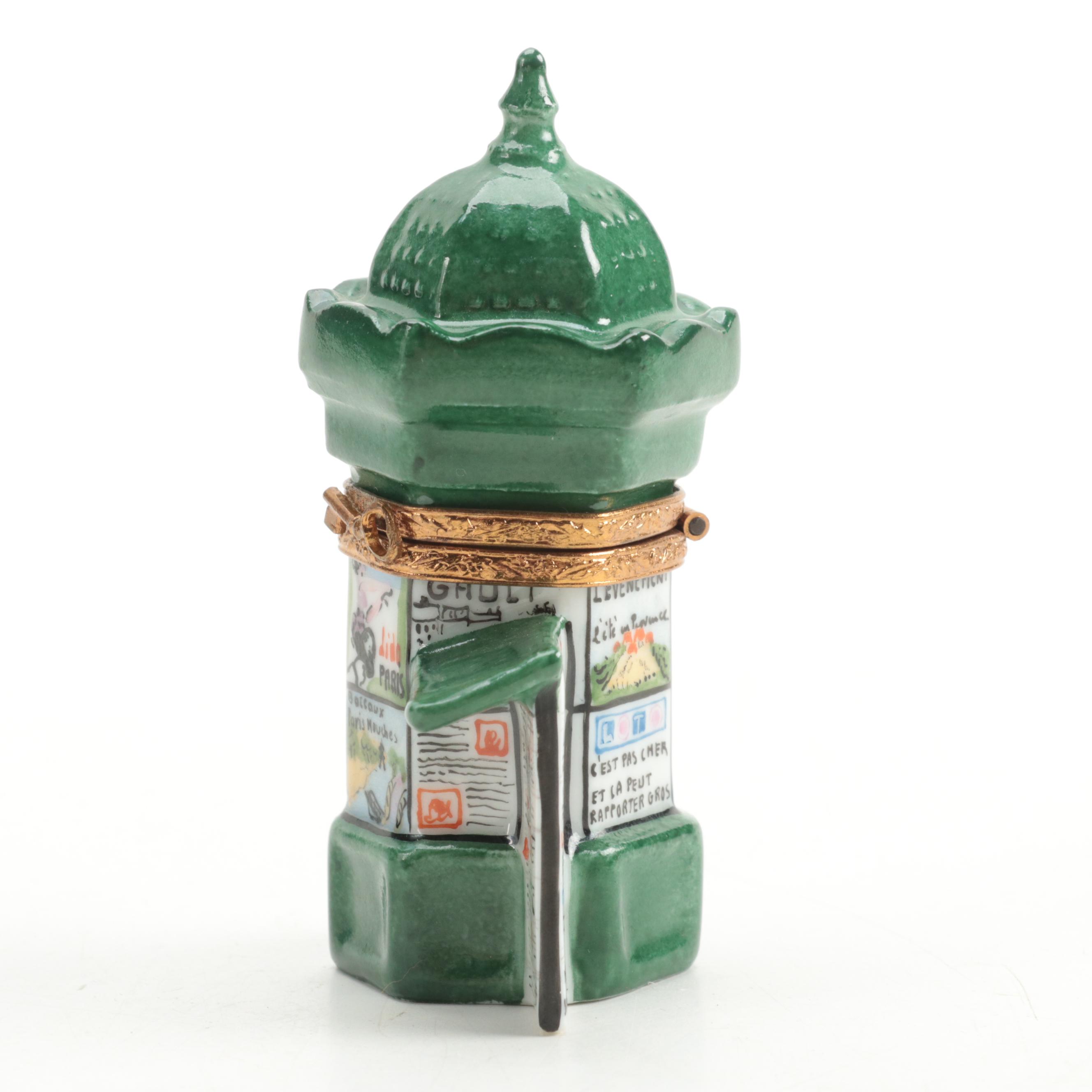 Hand-Painted French Kiosk Porcelain Limoges Box