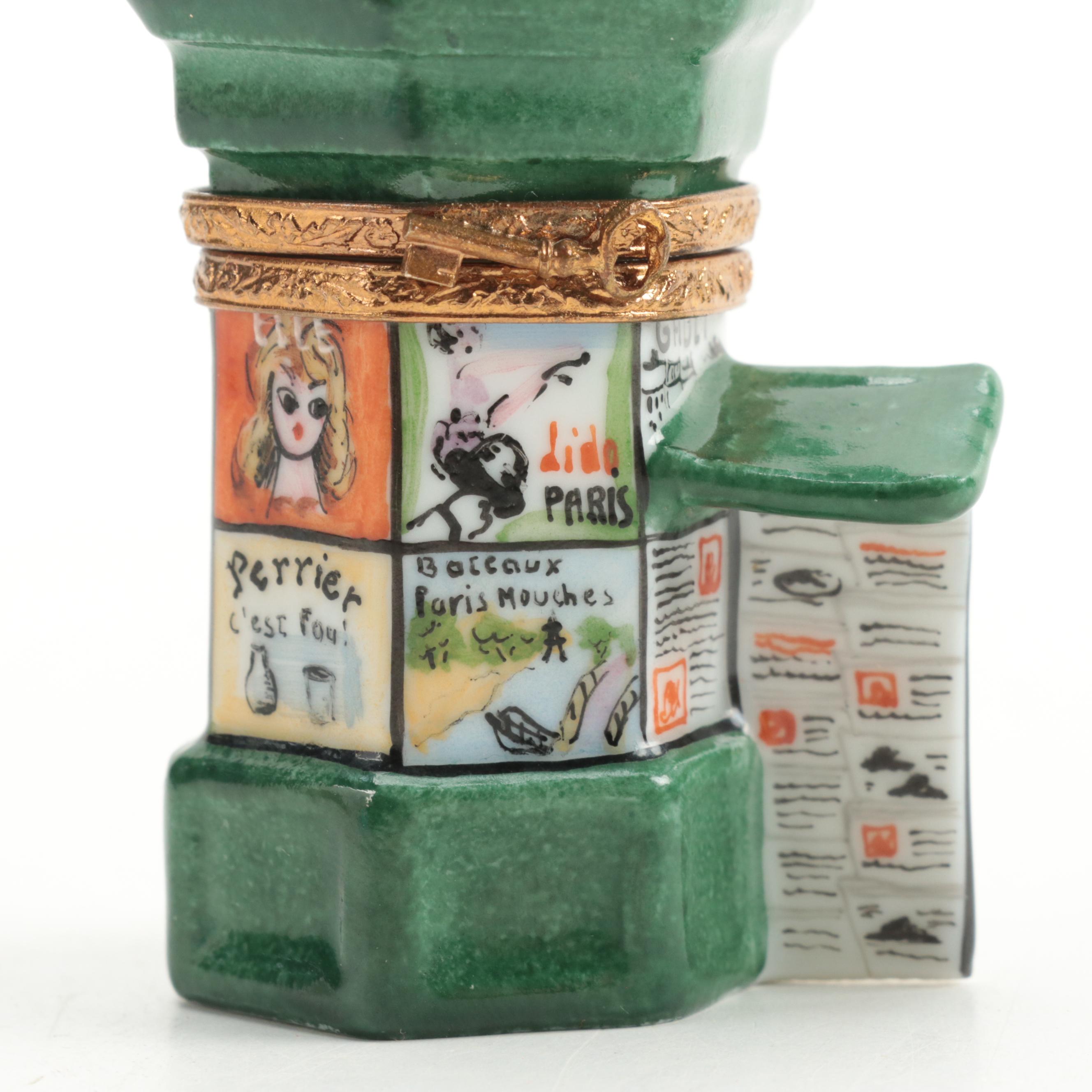 Hand-Painted French Kiosk Porcelain Limoges Box