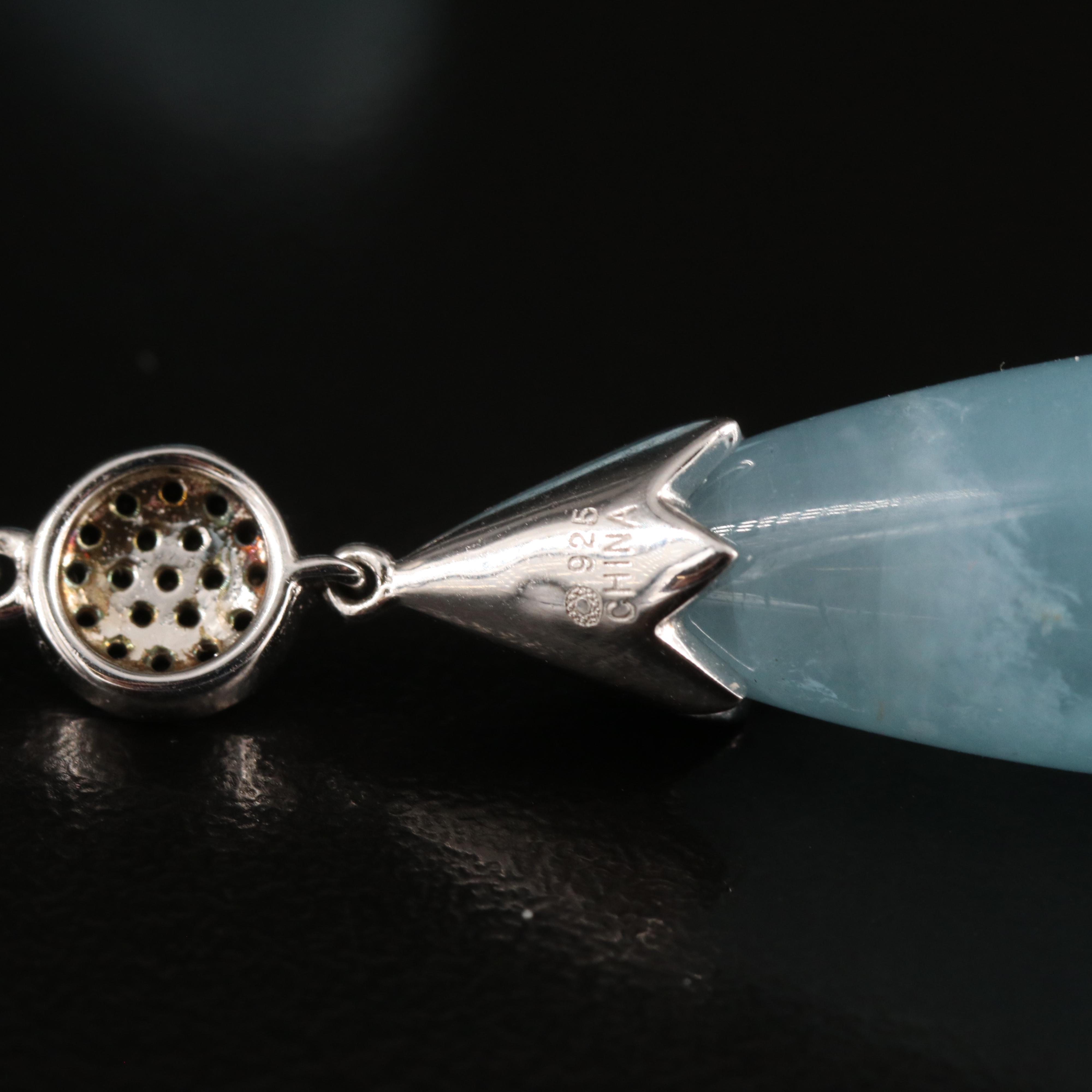 Sterling Aquamarine and Black Onyx Teardrop Earrings