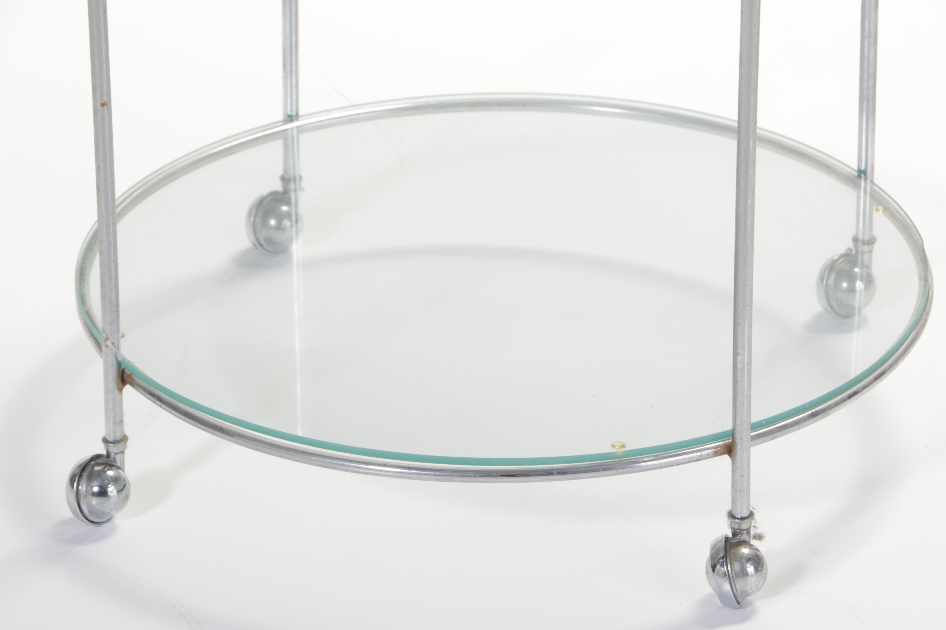 Modernist Style Chrome and Glass Three-Tier Bar Cart