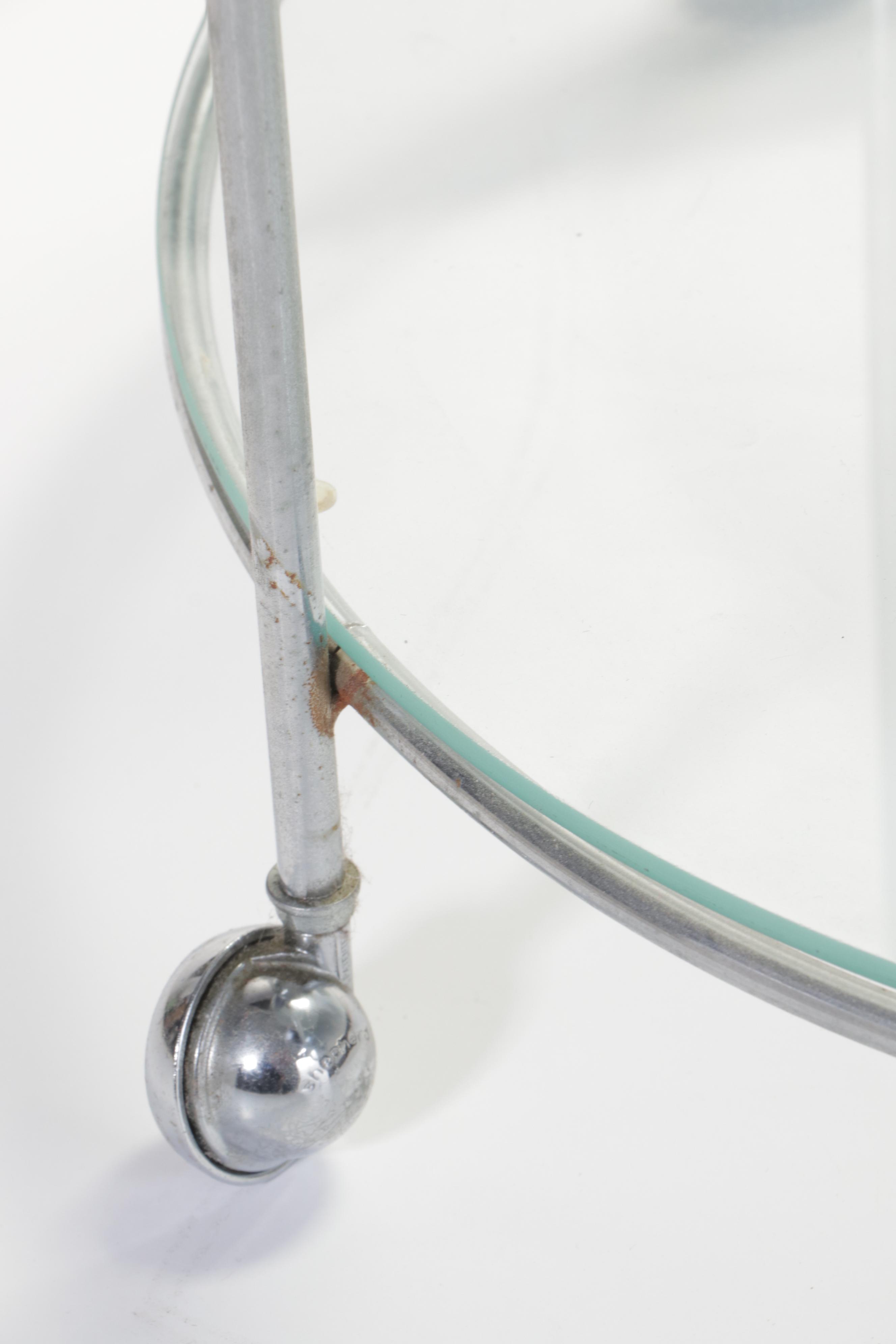 Modernist Style Chrome and Glass Three-Tier Bar Cart