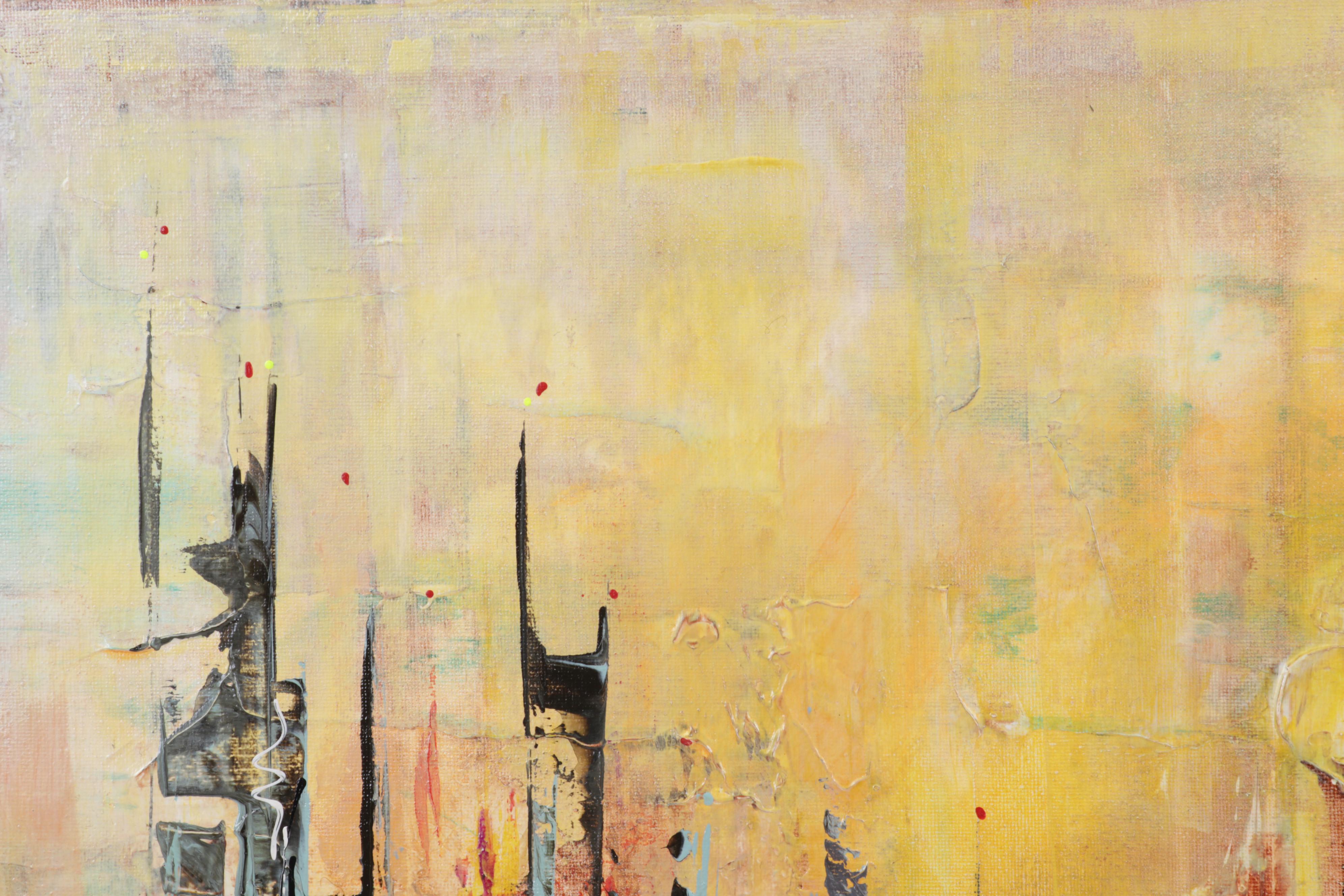 Farshad Lanjani Acrylic Painting of Coastal City Skyline, 21st Century