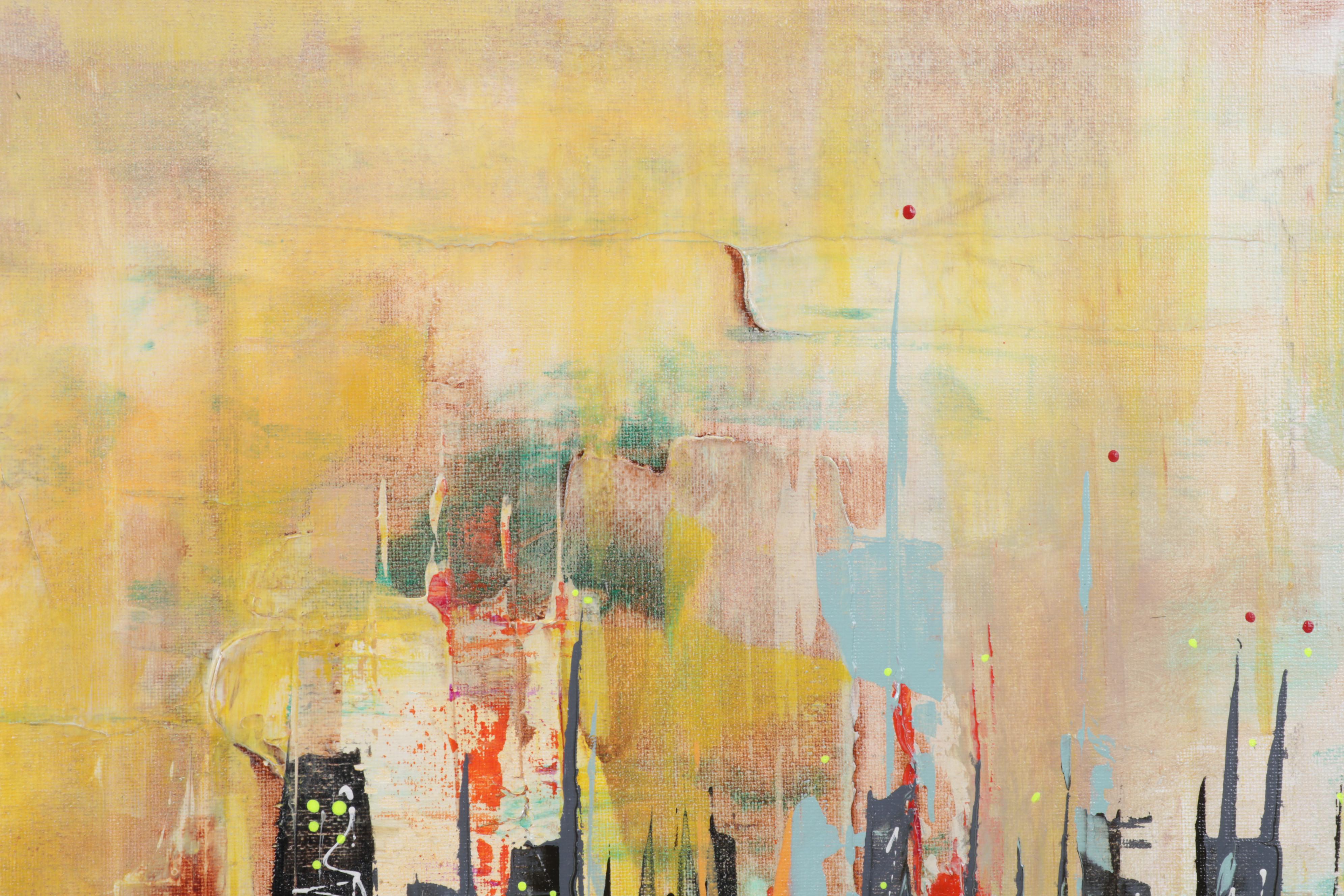 Farshad Lanjani Acrylic Painting of Coastal City Skyline, 21st Century