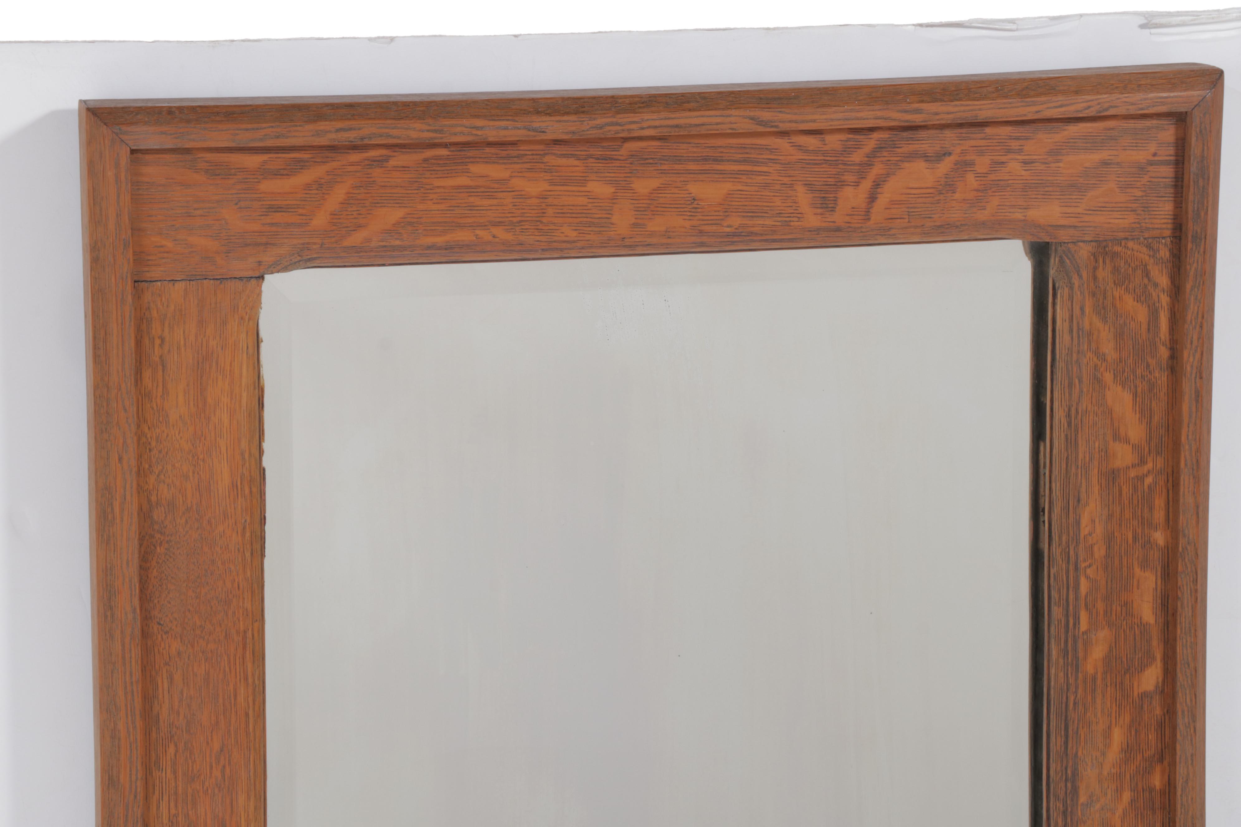 American Quartersawn Oak Mirror, Late 19th/Early 20th Century