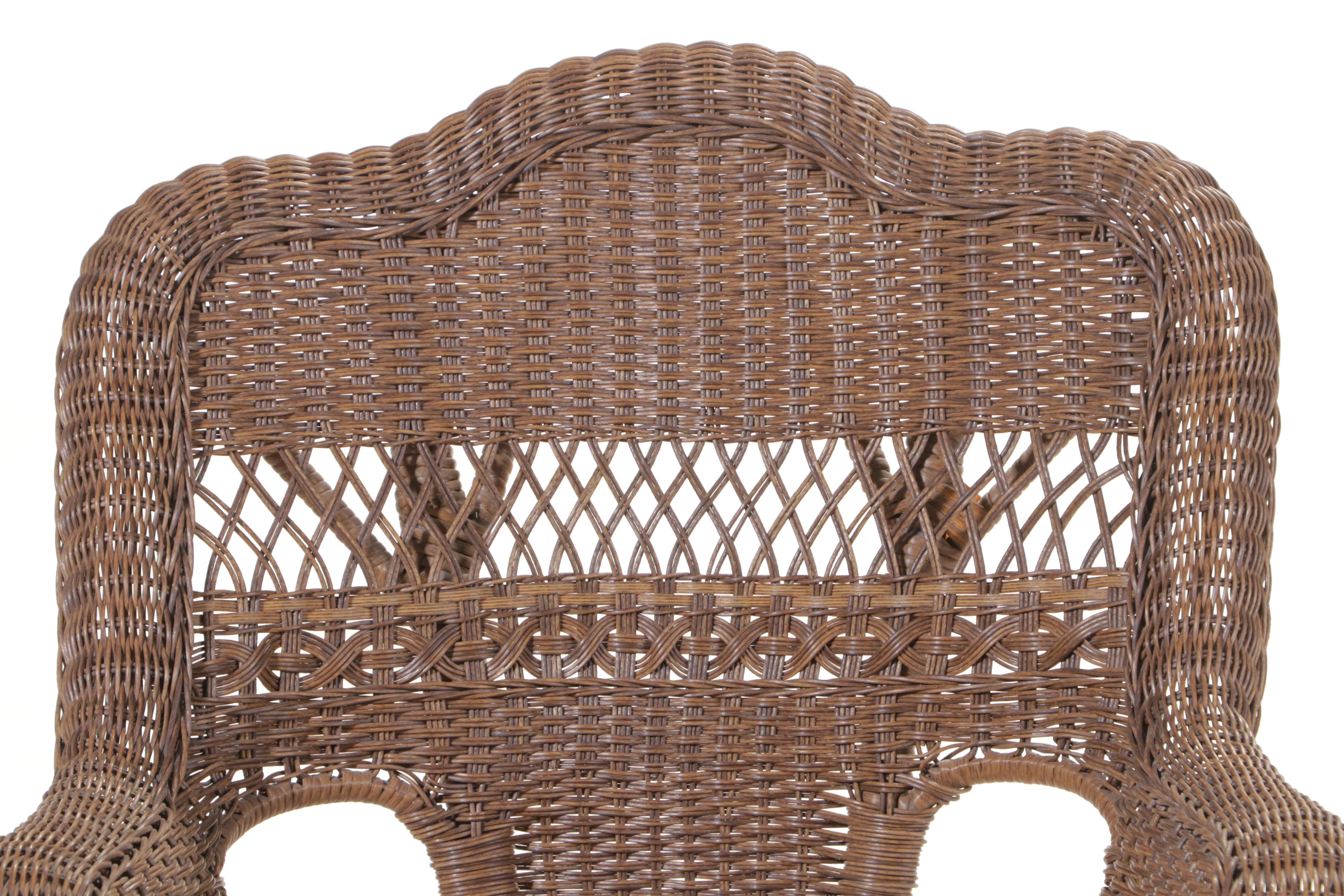 Pair of Resin Wicker and Hardwood Patio Rockers