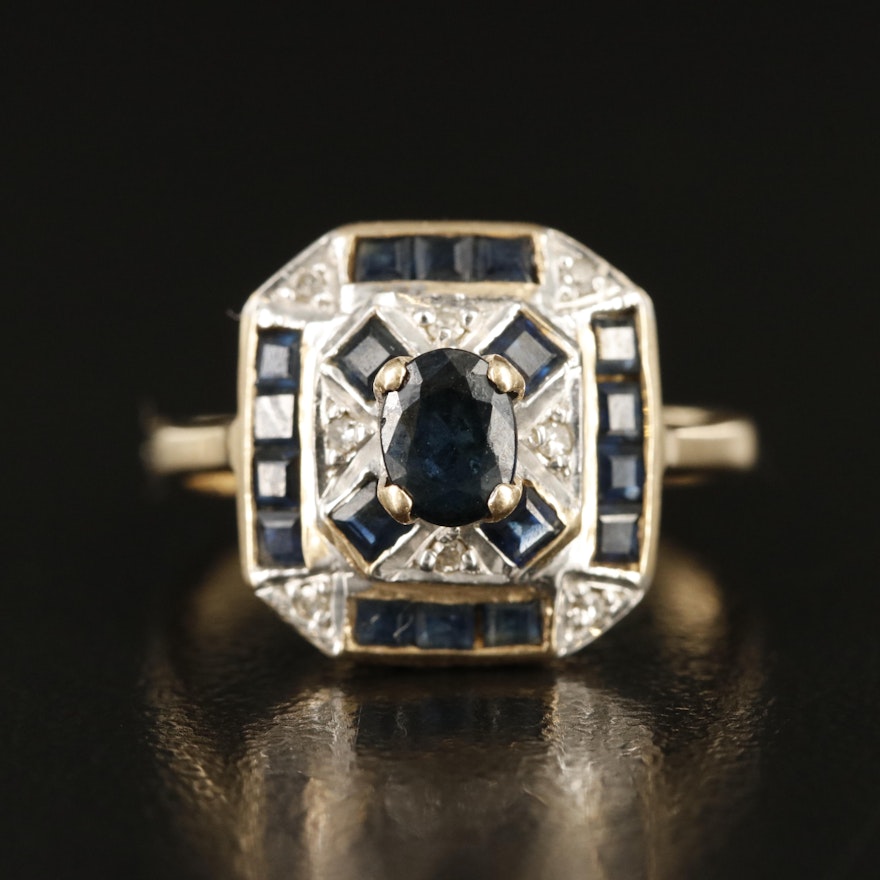 14K Sapphire and Diamond Ring