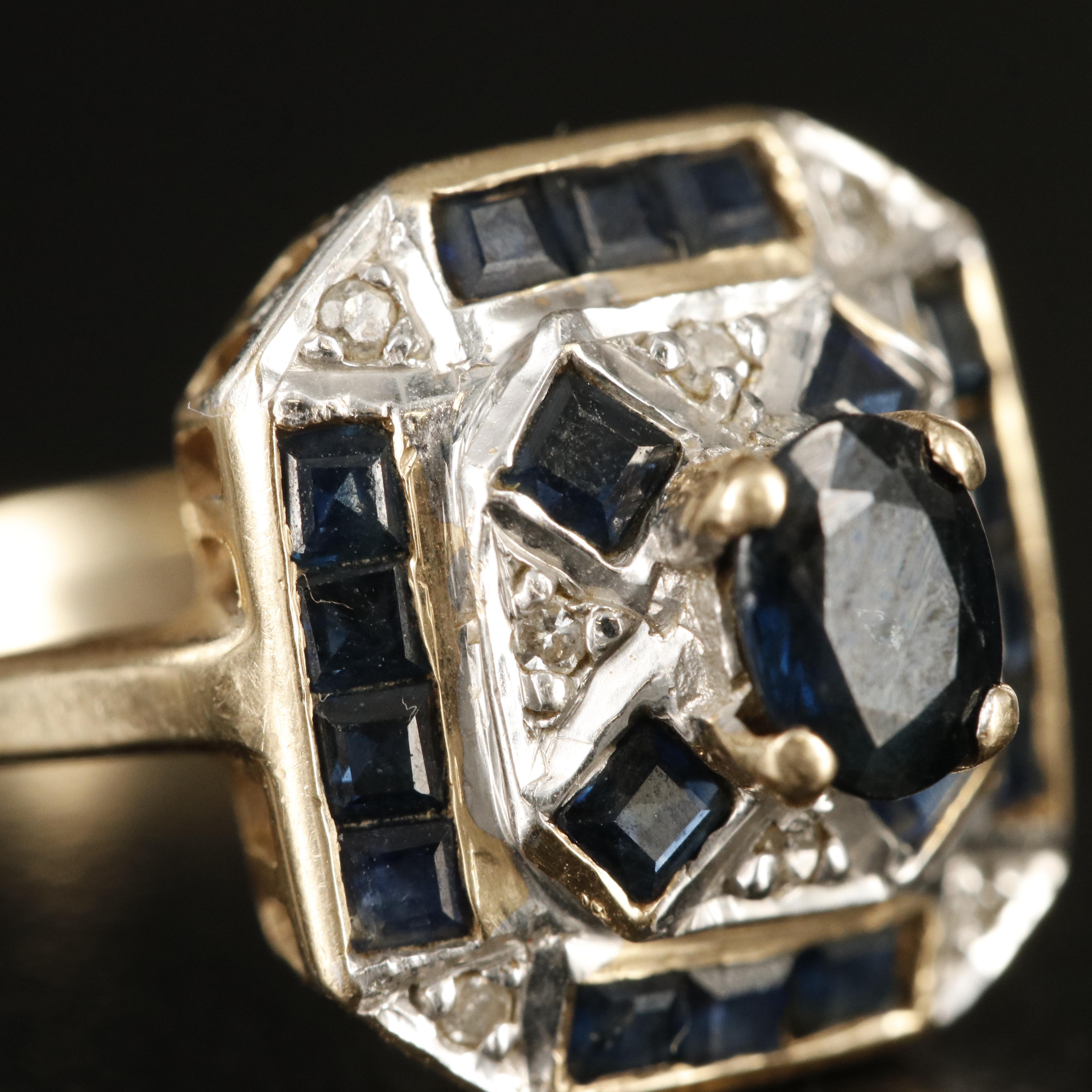 14K Sapphire and Diamond Ring