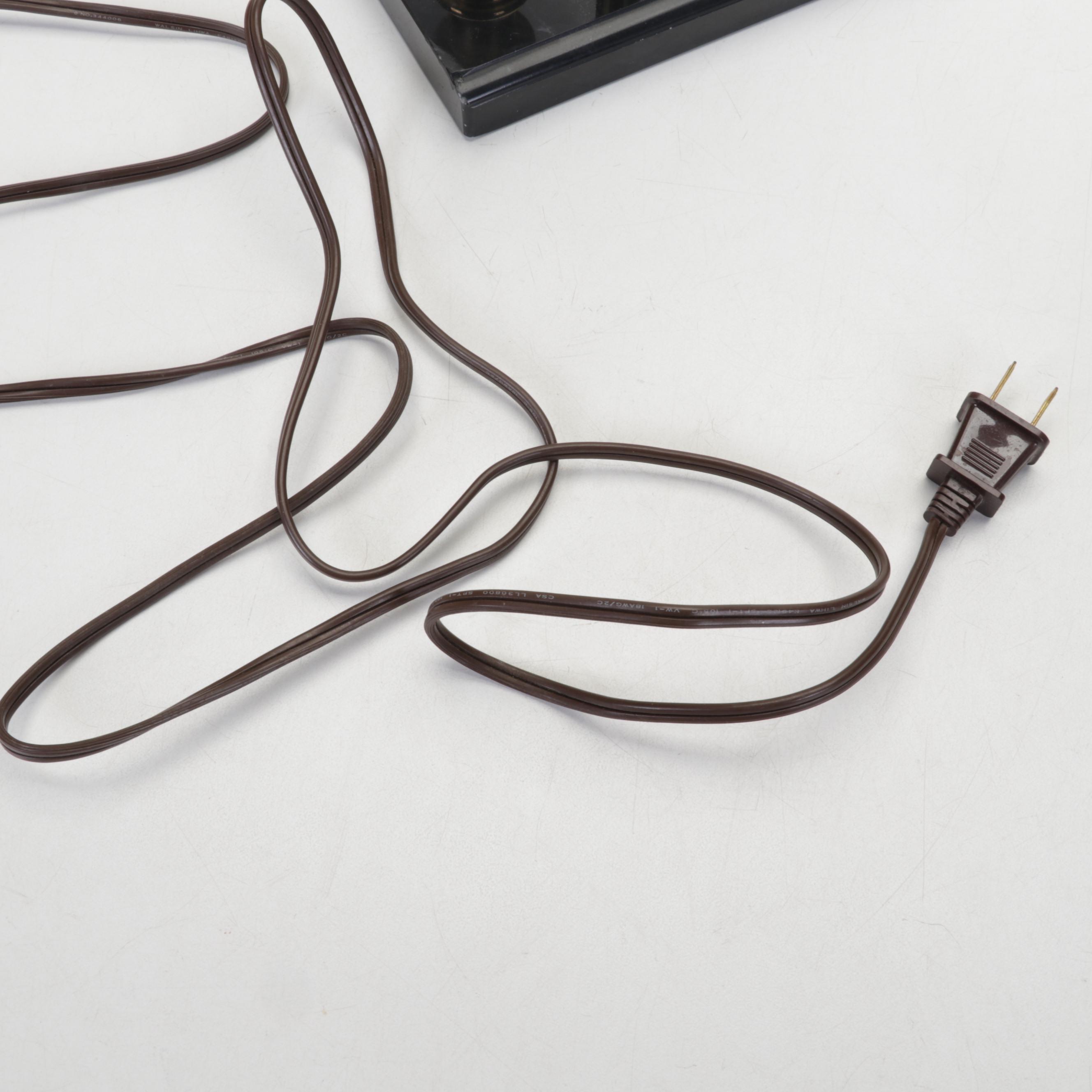 Bouillotte Candlestick Table Lamp With Bursley Ware Dishes, Decoy and Bookends