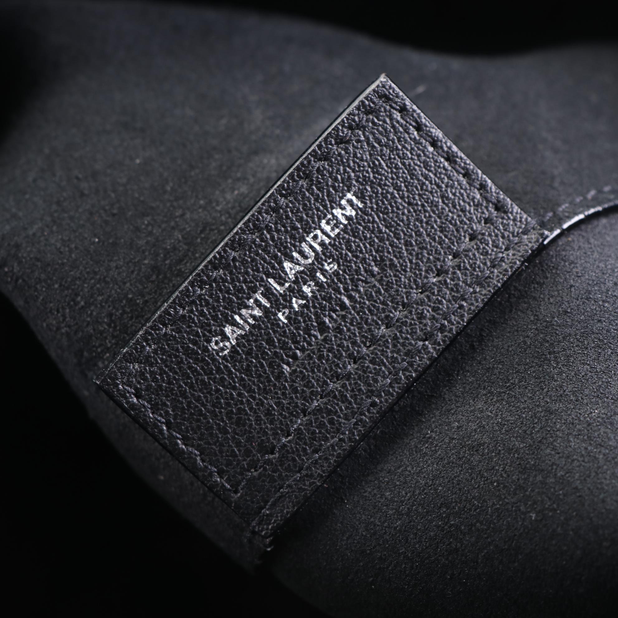 Saint Laurent Shopper Tote in Black Leather with Zip Pouch