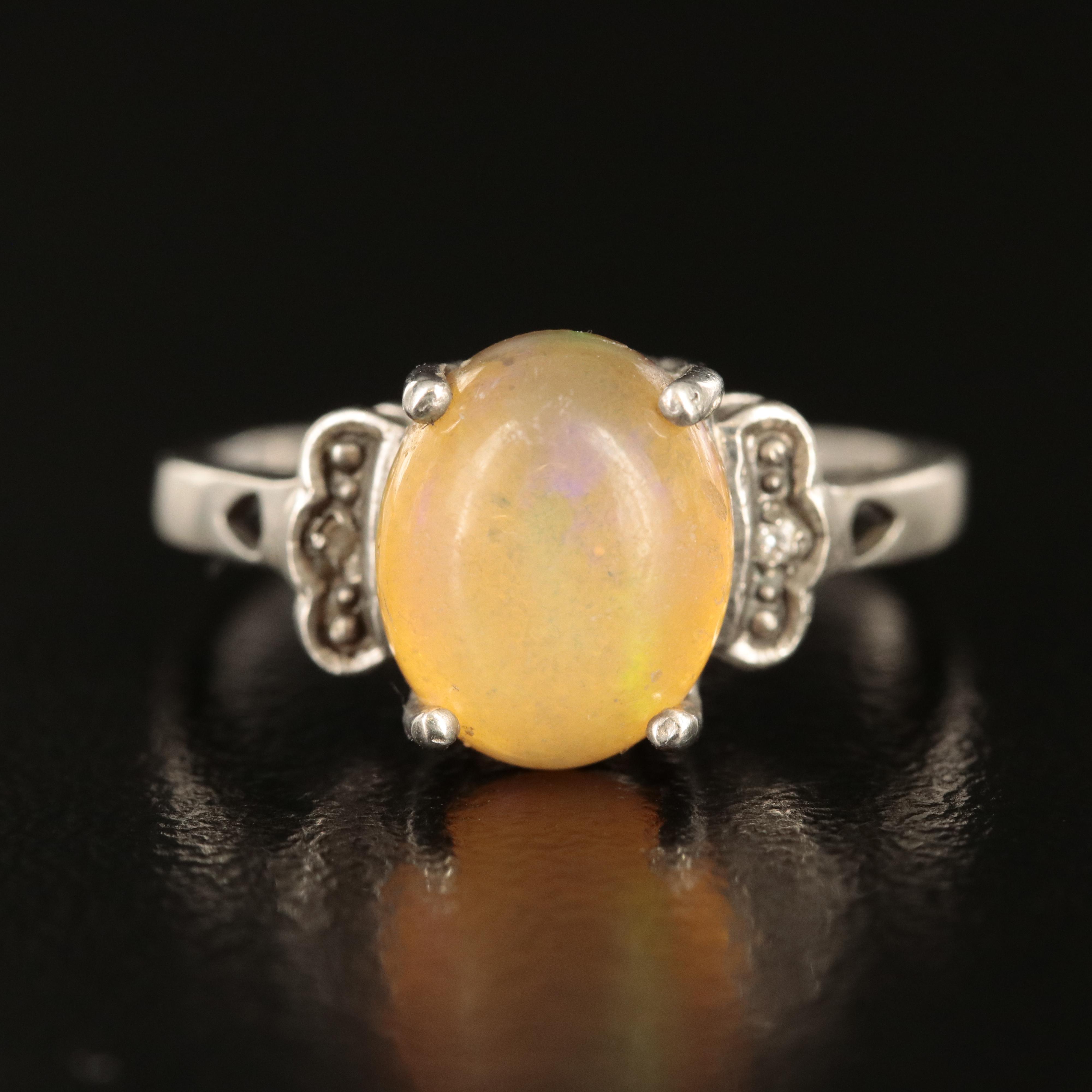 Sterling Opal and Glass Ring