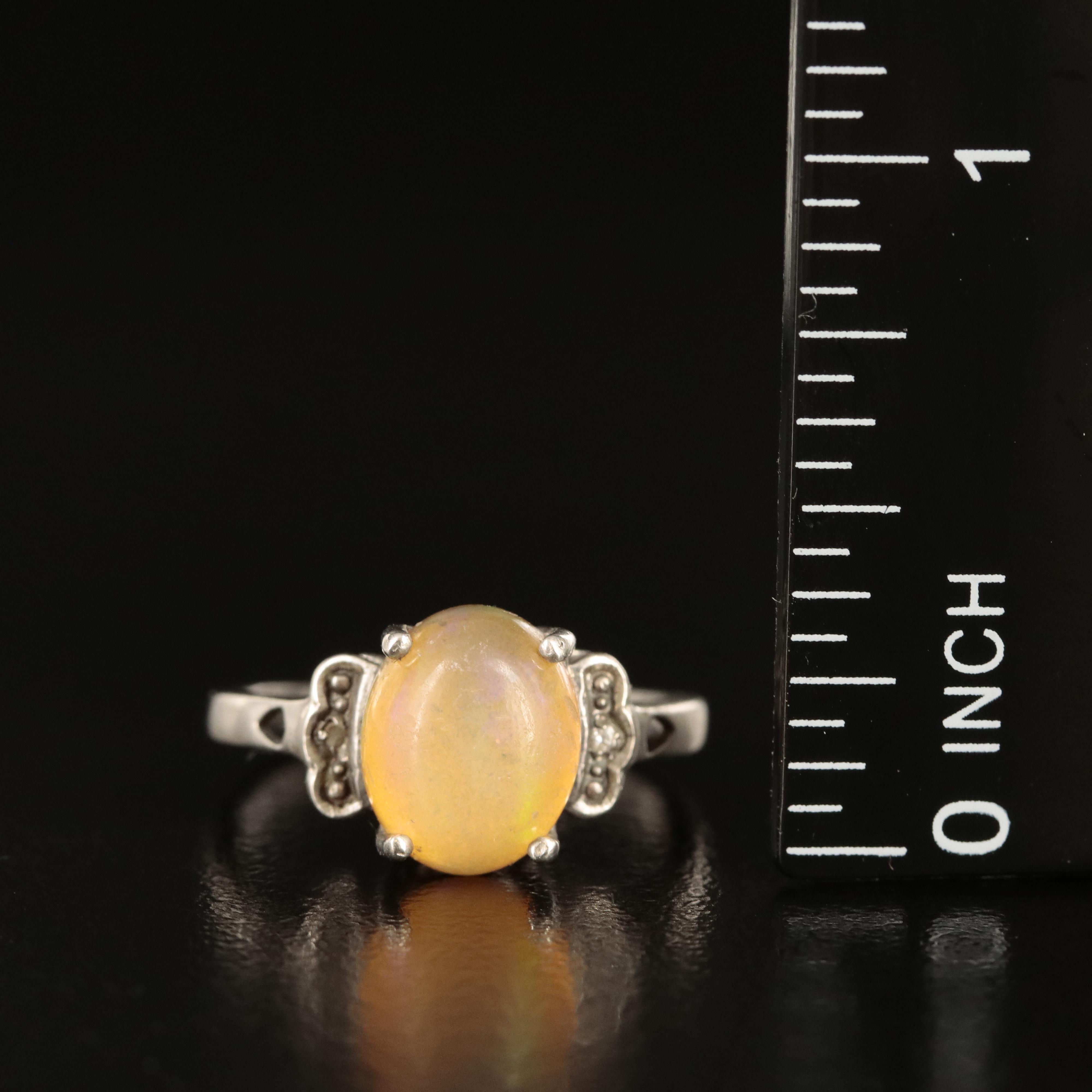Sterling Opal and Glass Ring