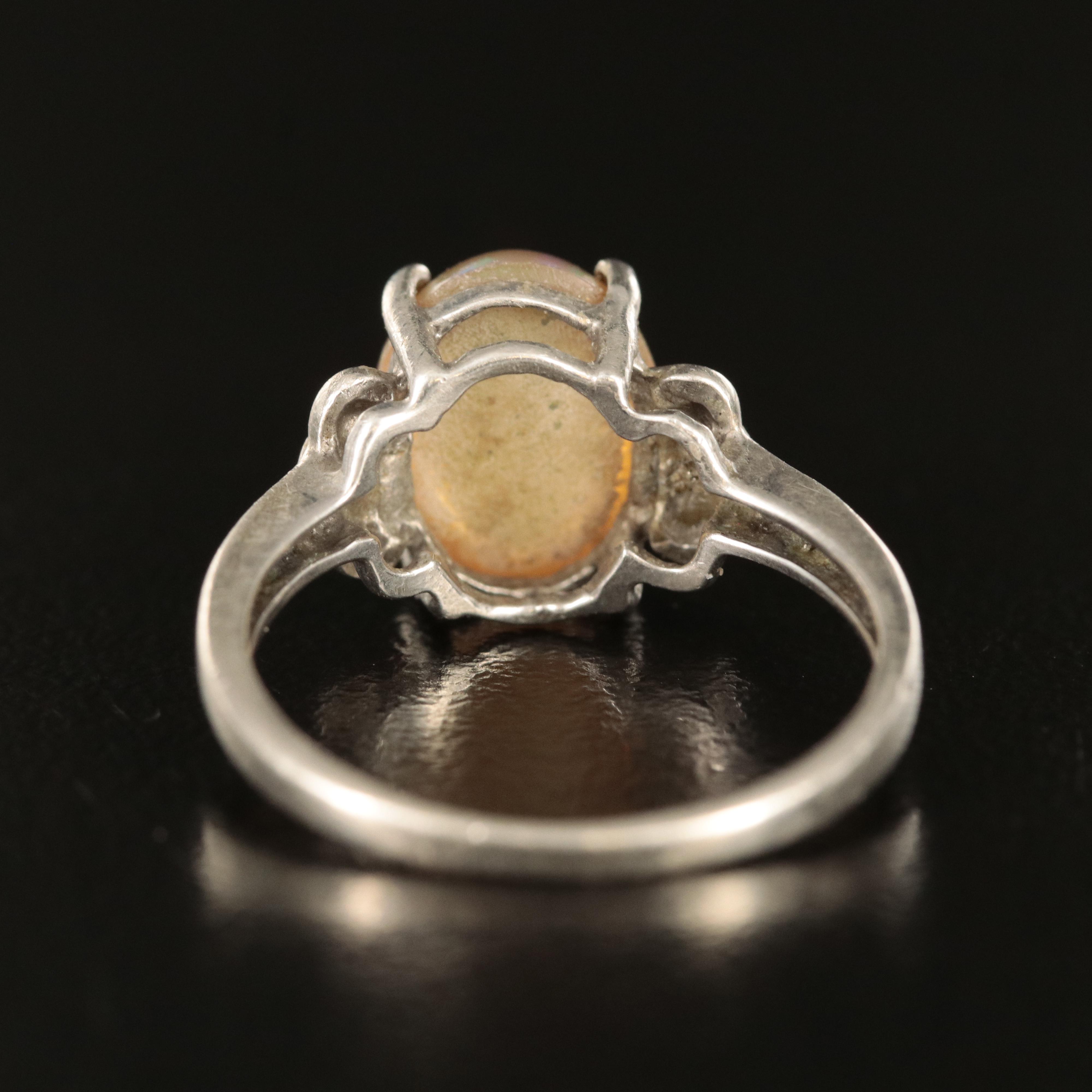 Sterling Opal and Glass Ring