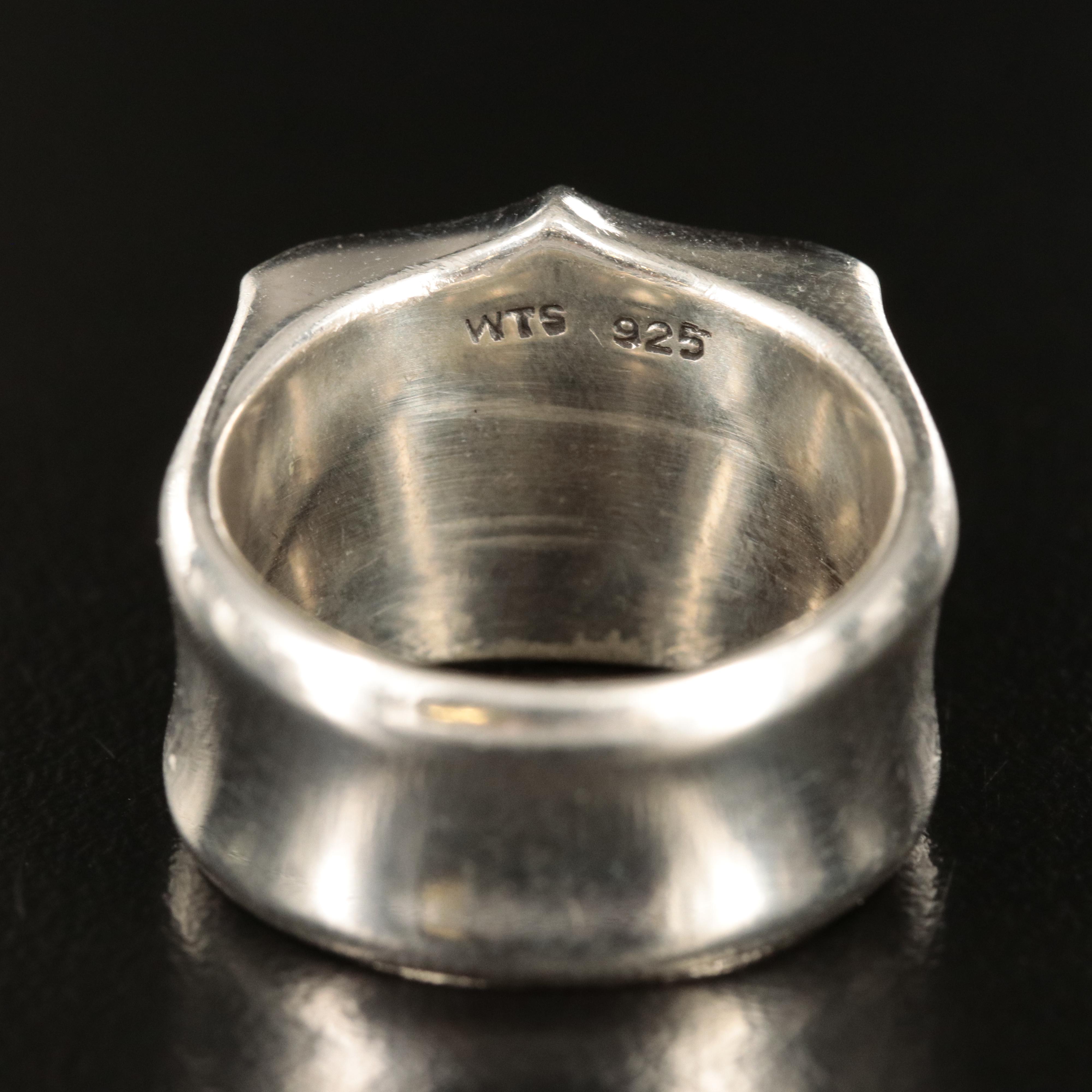 Sterling Fleur-de-Lis Cross Ring with Cubic Zirconia Accents