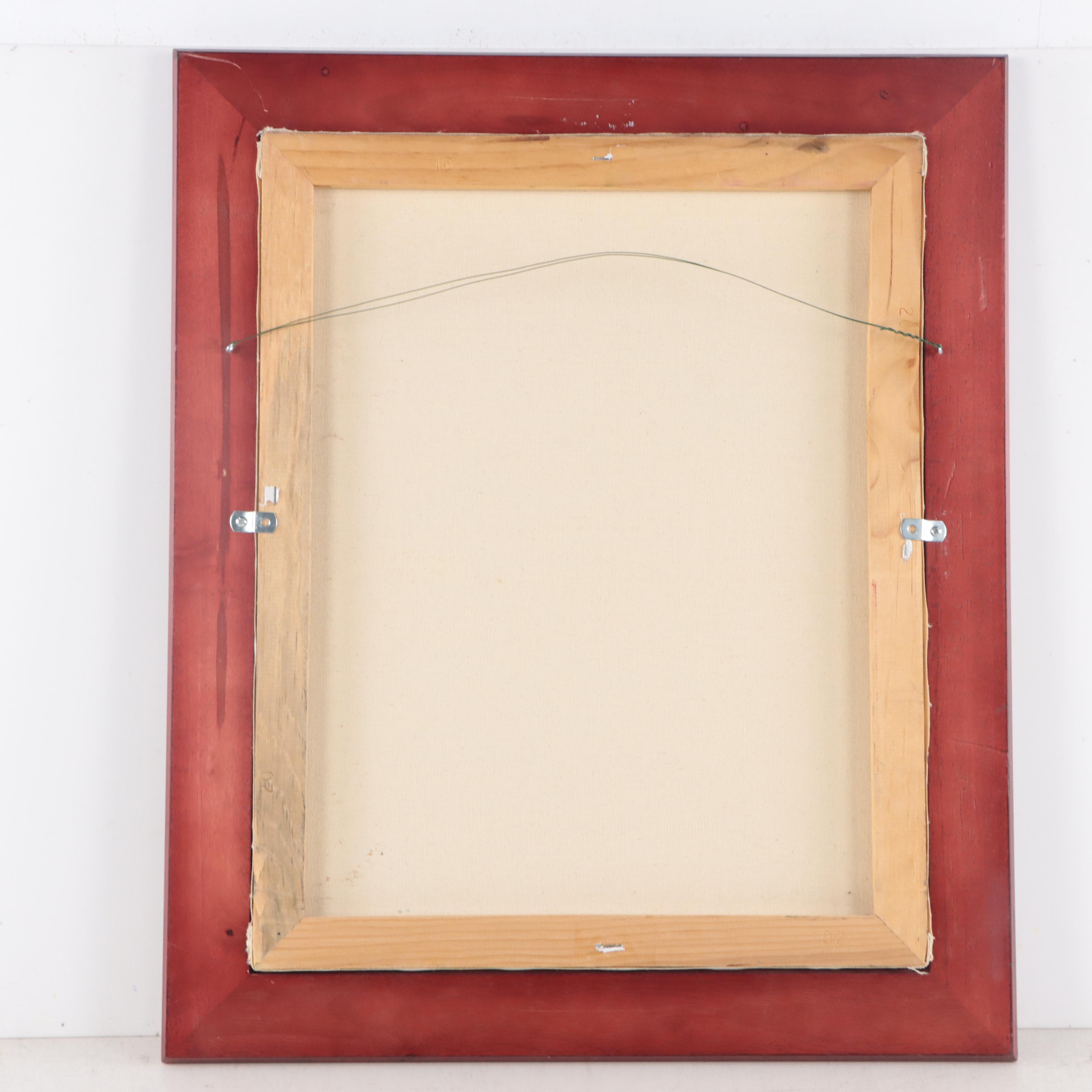 Acrylic Painting of Pueblo Village and Figures at Nighttime