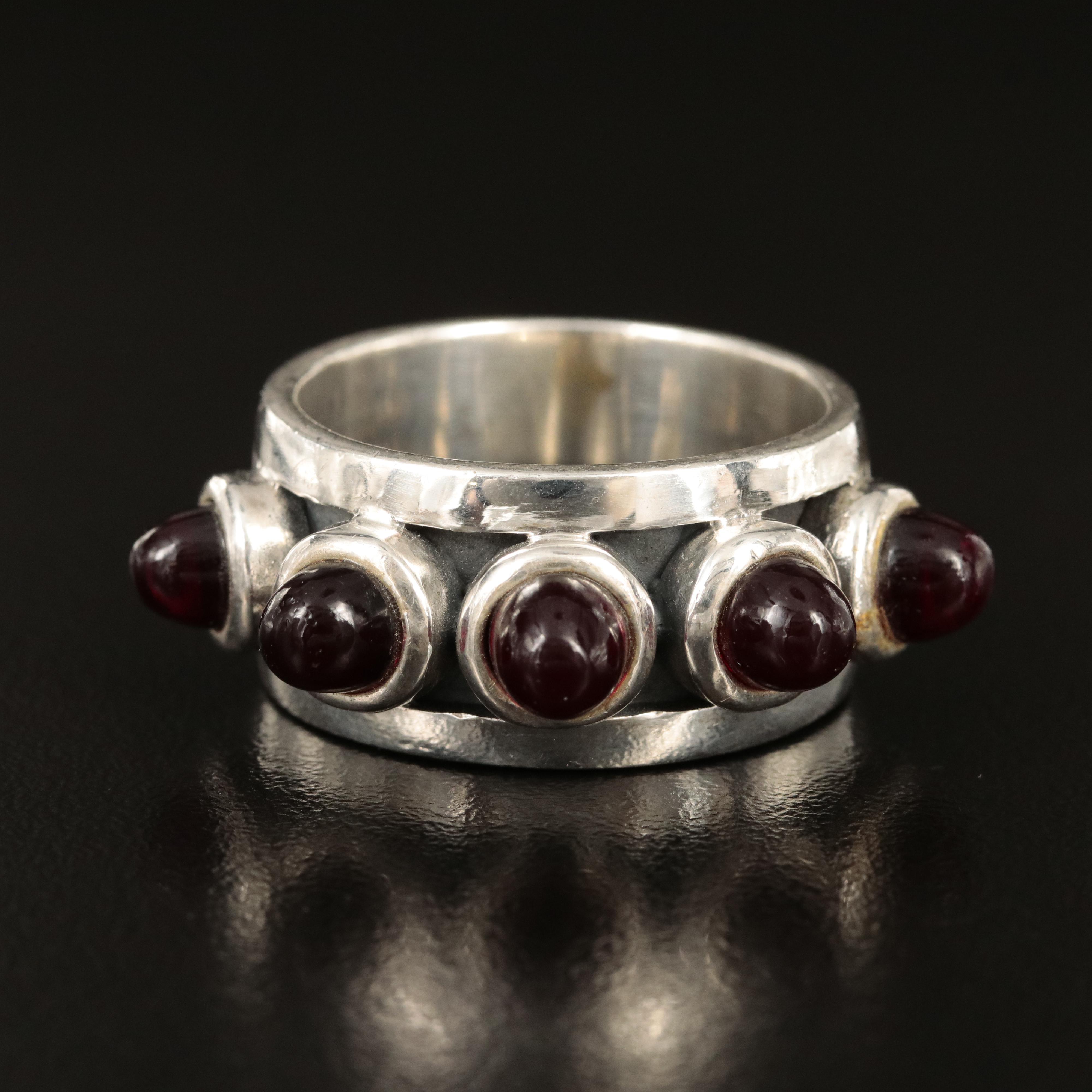 Sterling Glass Cabochon Ring