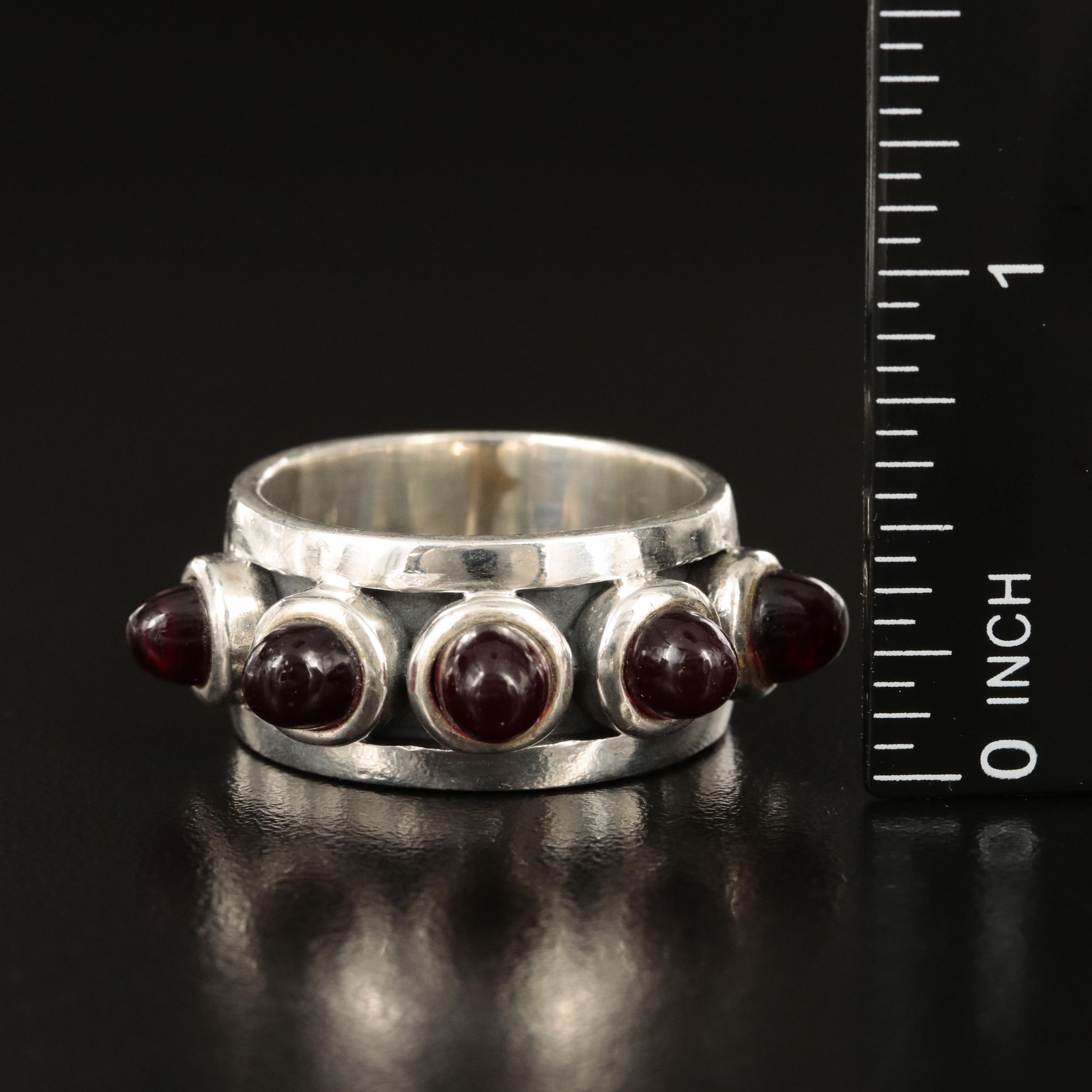 Sterling Glass Cabochon Ring