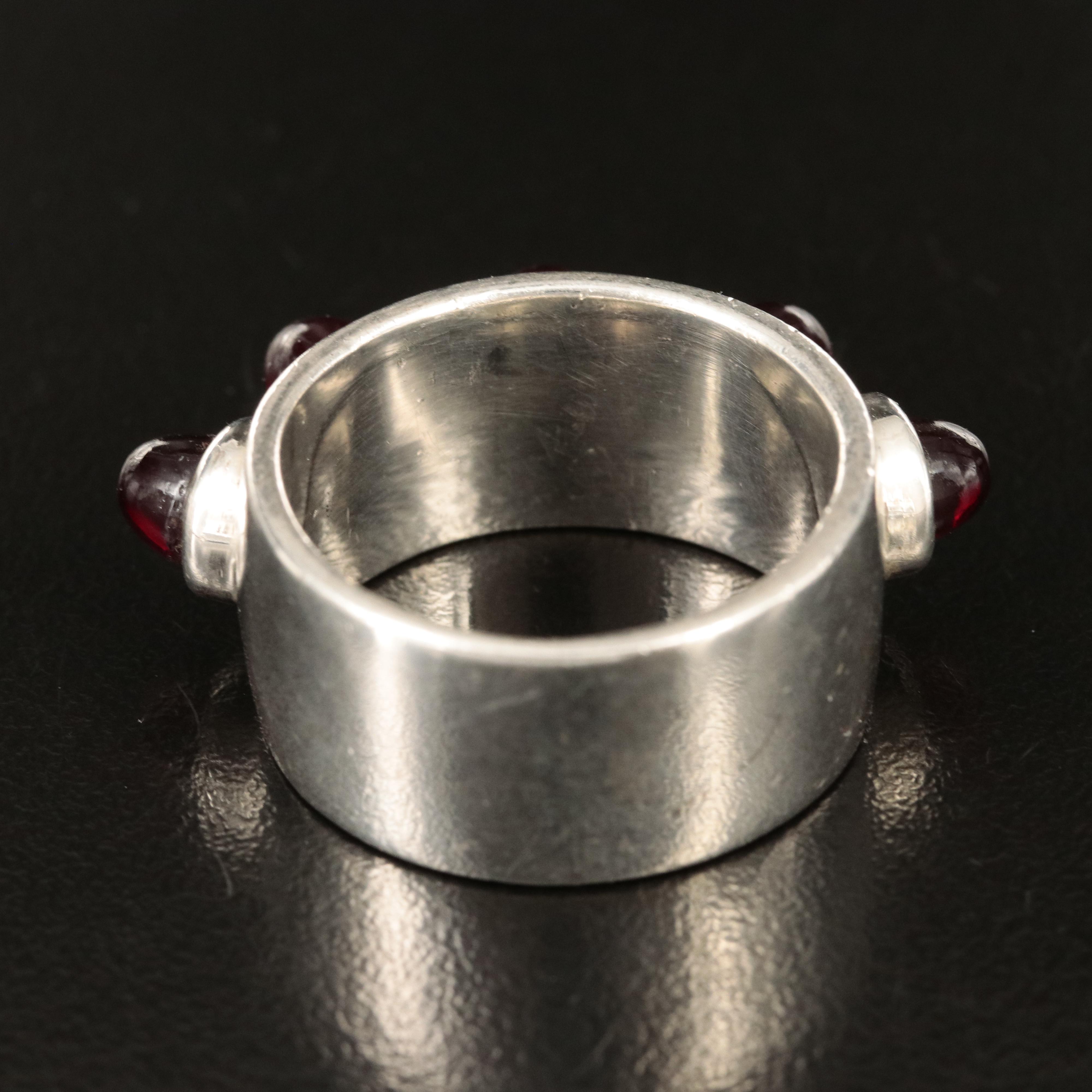 Sterling Glass Cabochon Ring