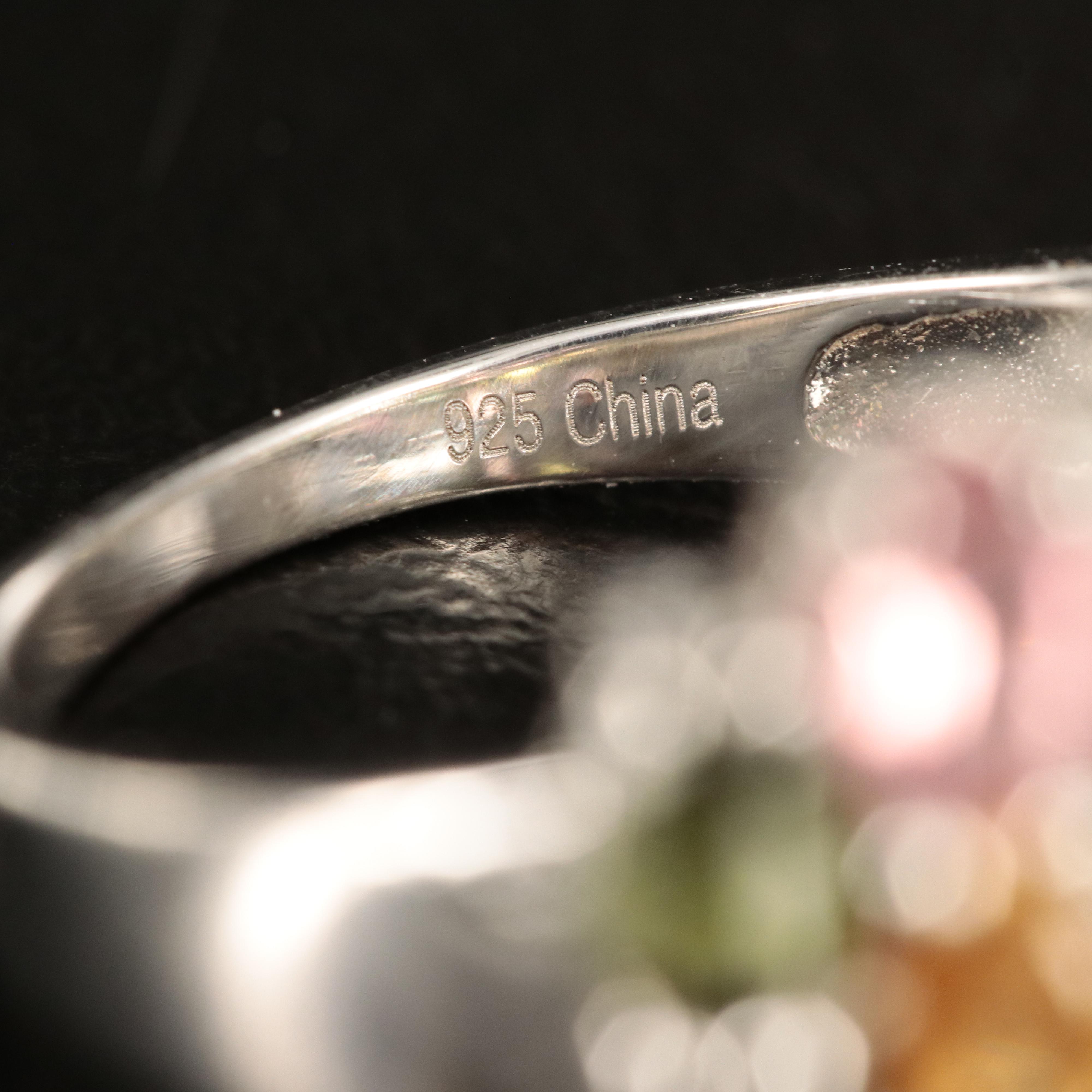 Sterling Tourmaline Cluster Ring