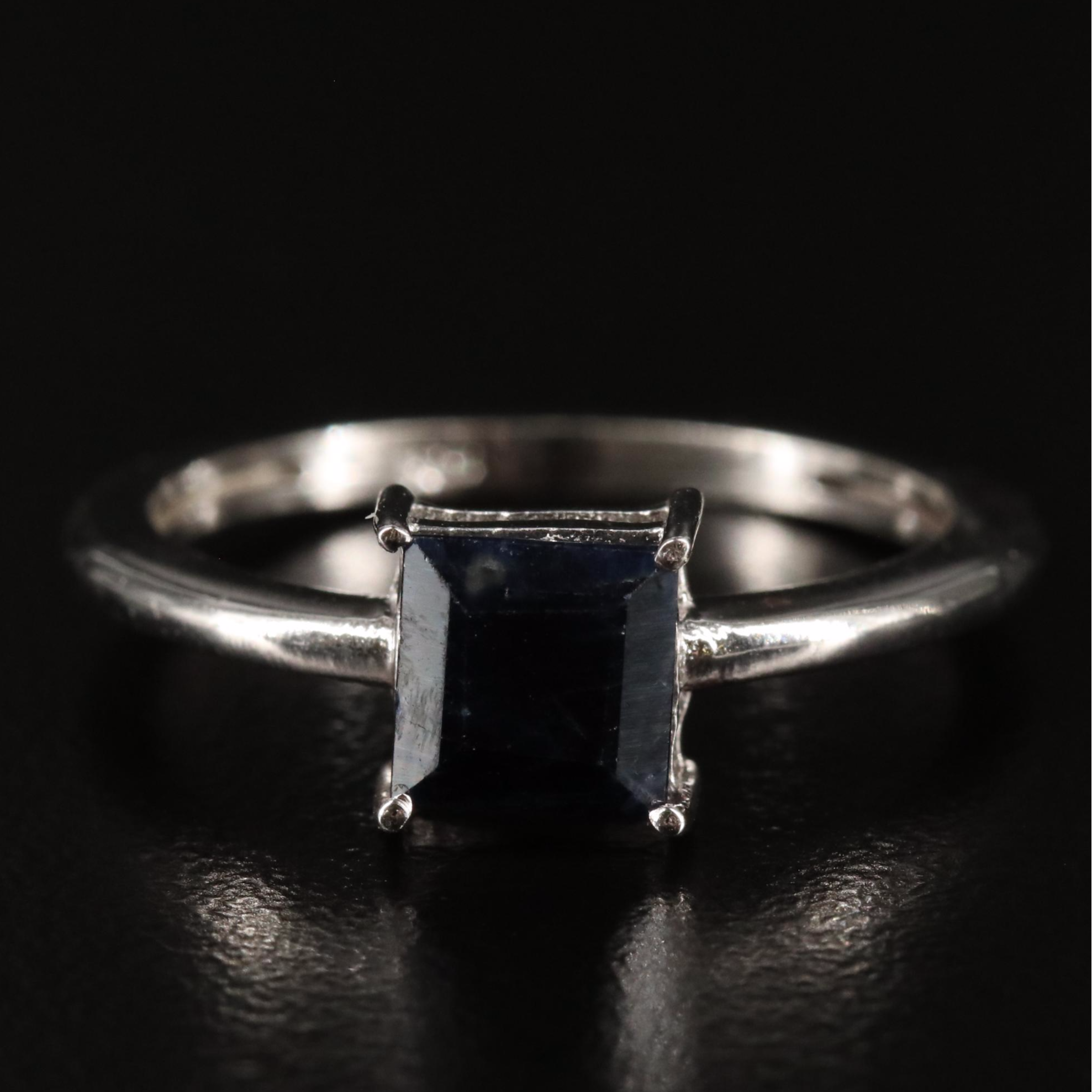 Sterling Sapphire Solitaire Ring