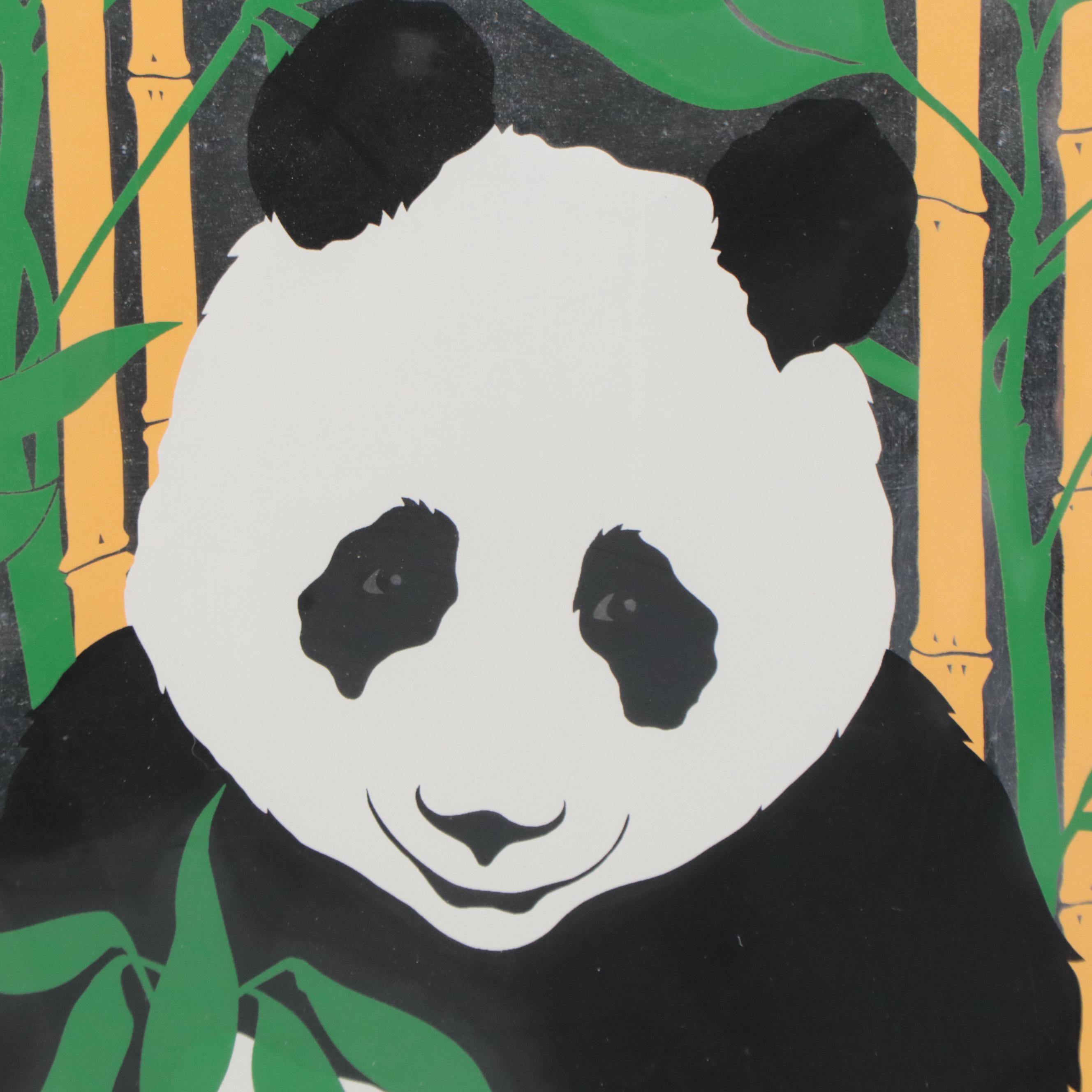 Serigraph of Panda In Bamboo