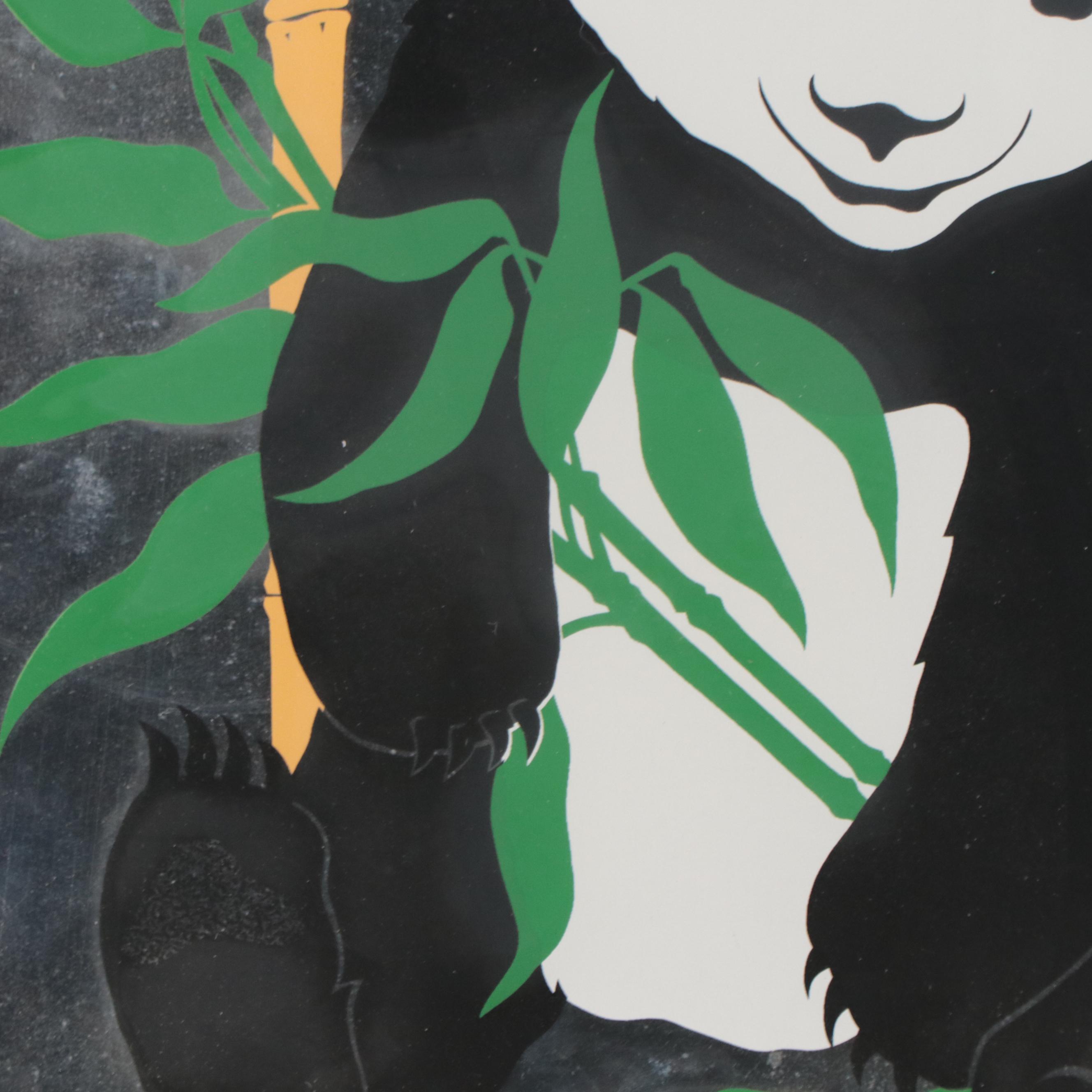 Serigraph of Panda In Bamboo