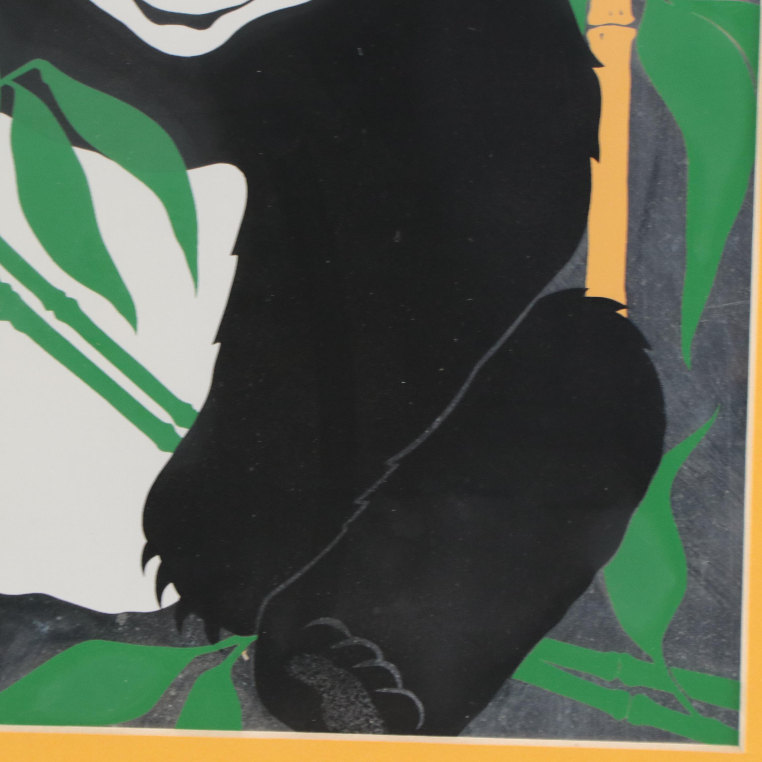 Serigraph of Panda In Bamboo