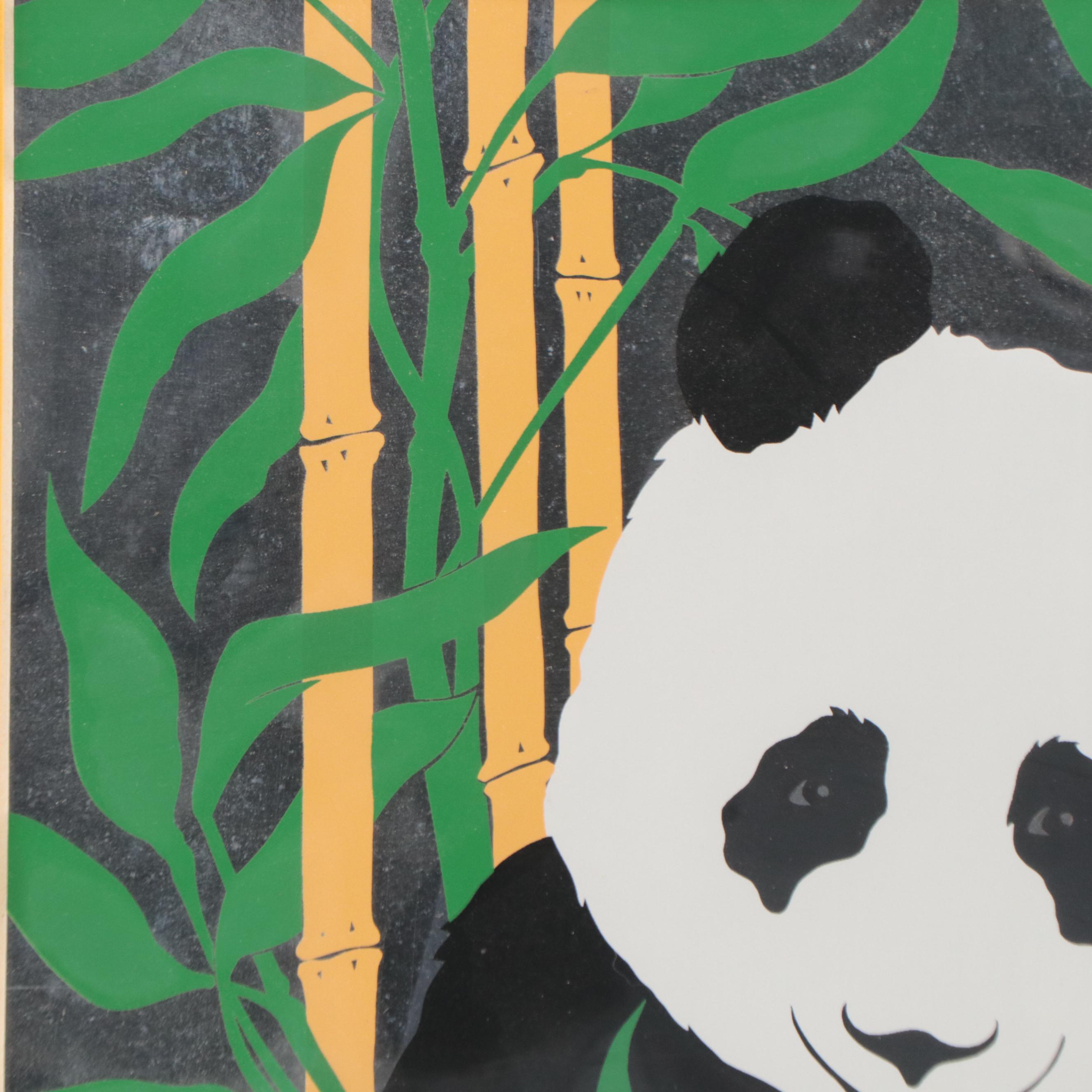 Serigraph of Panda In Bamboo