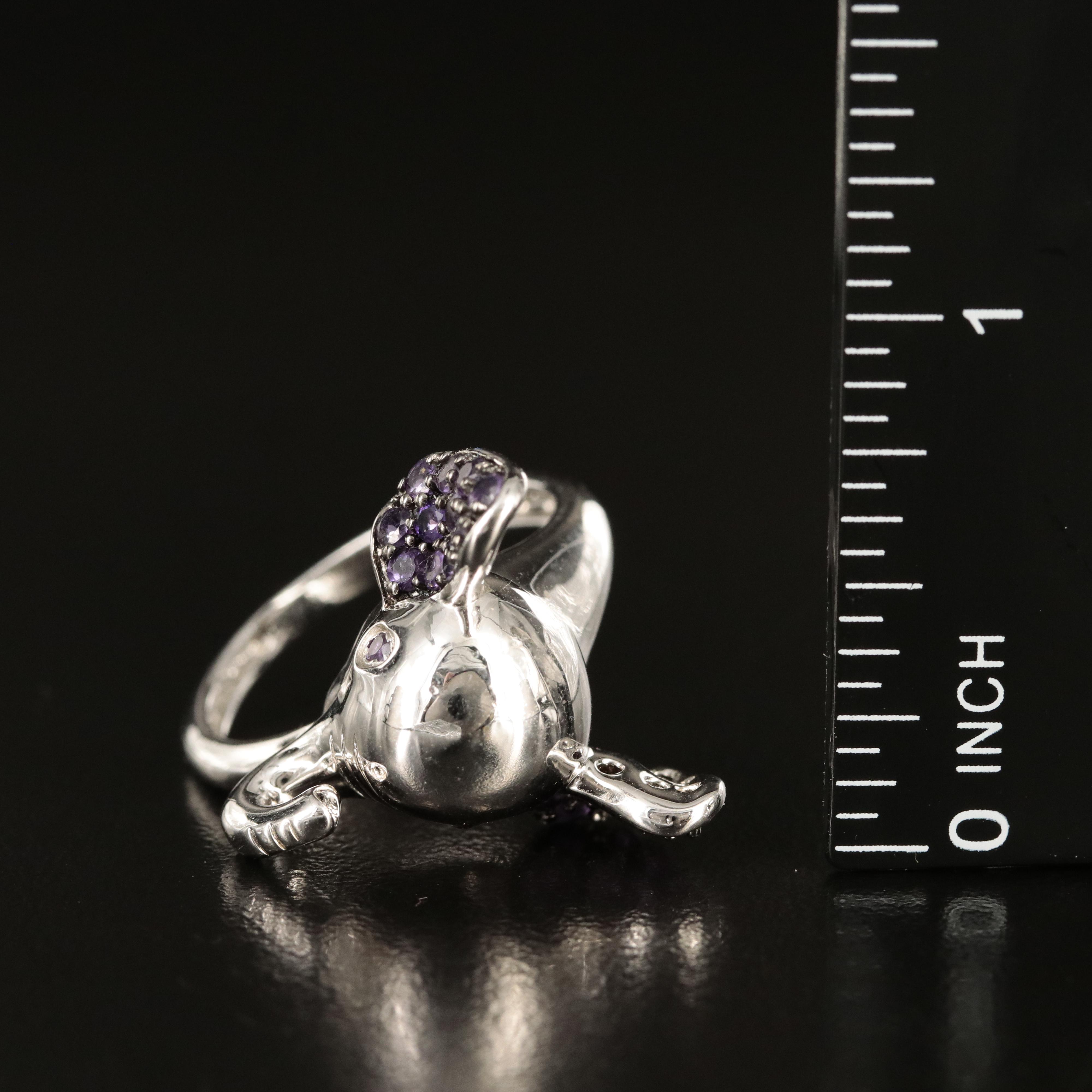 Sterling Amethyst Elephant Ring