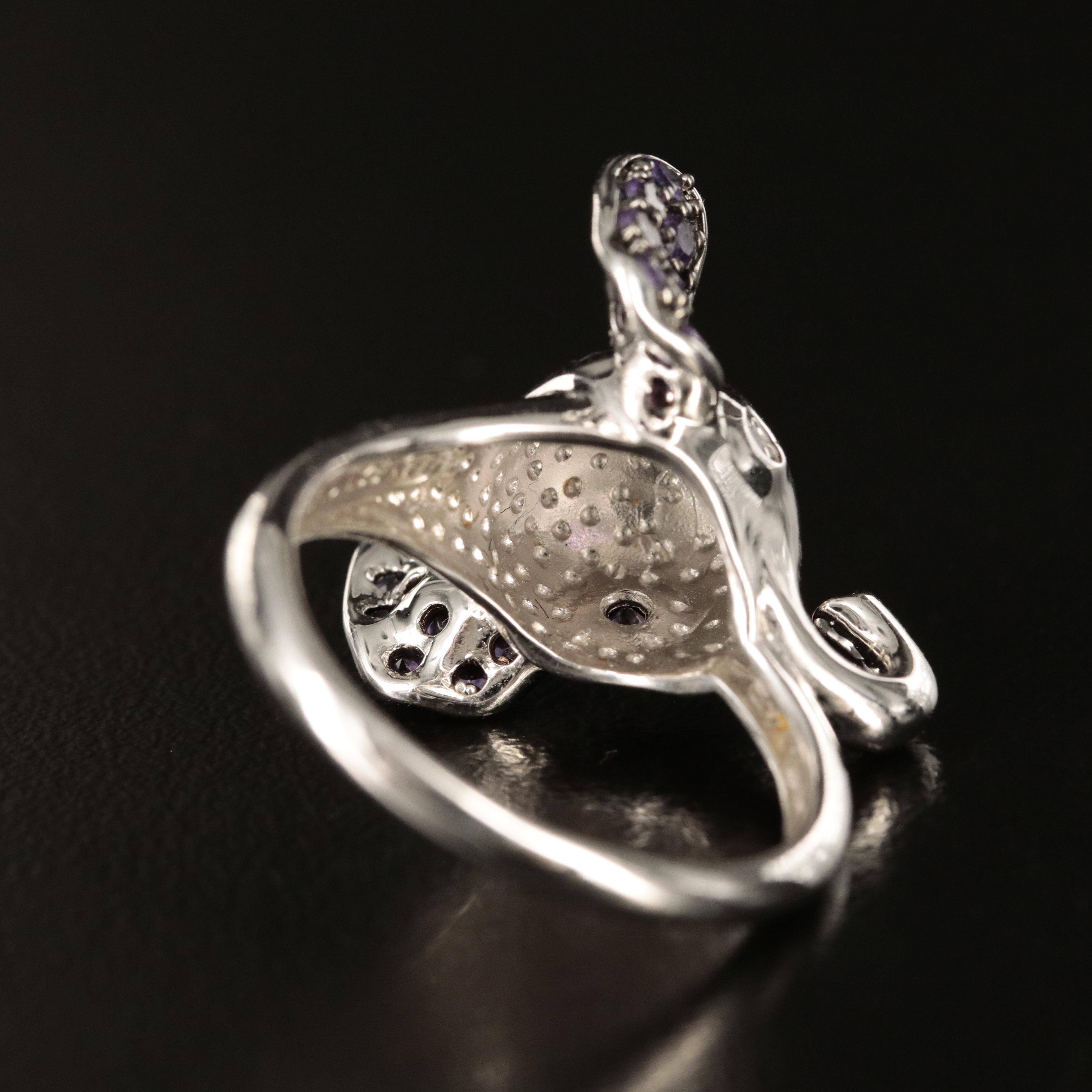 Sterling Amethyst Elephant Ring
