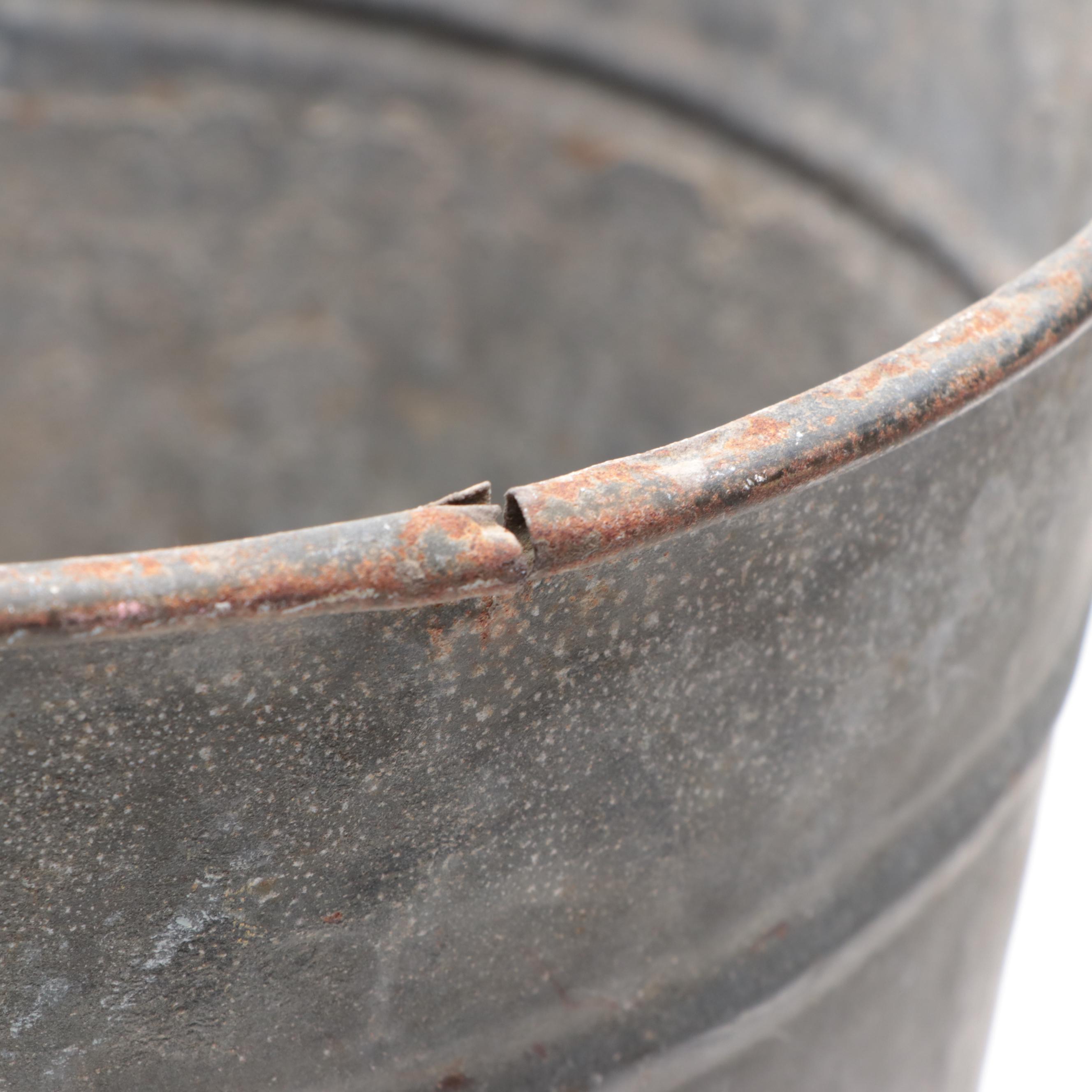 Paint Decorated Milk Pail with Concreate Chicken Outdoor Figurine