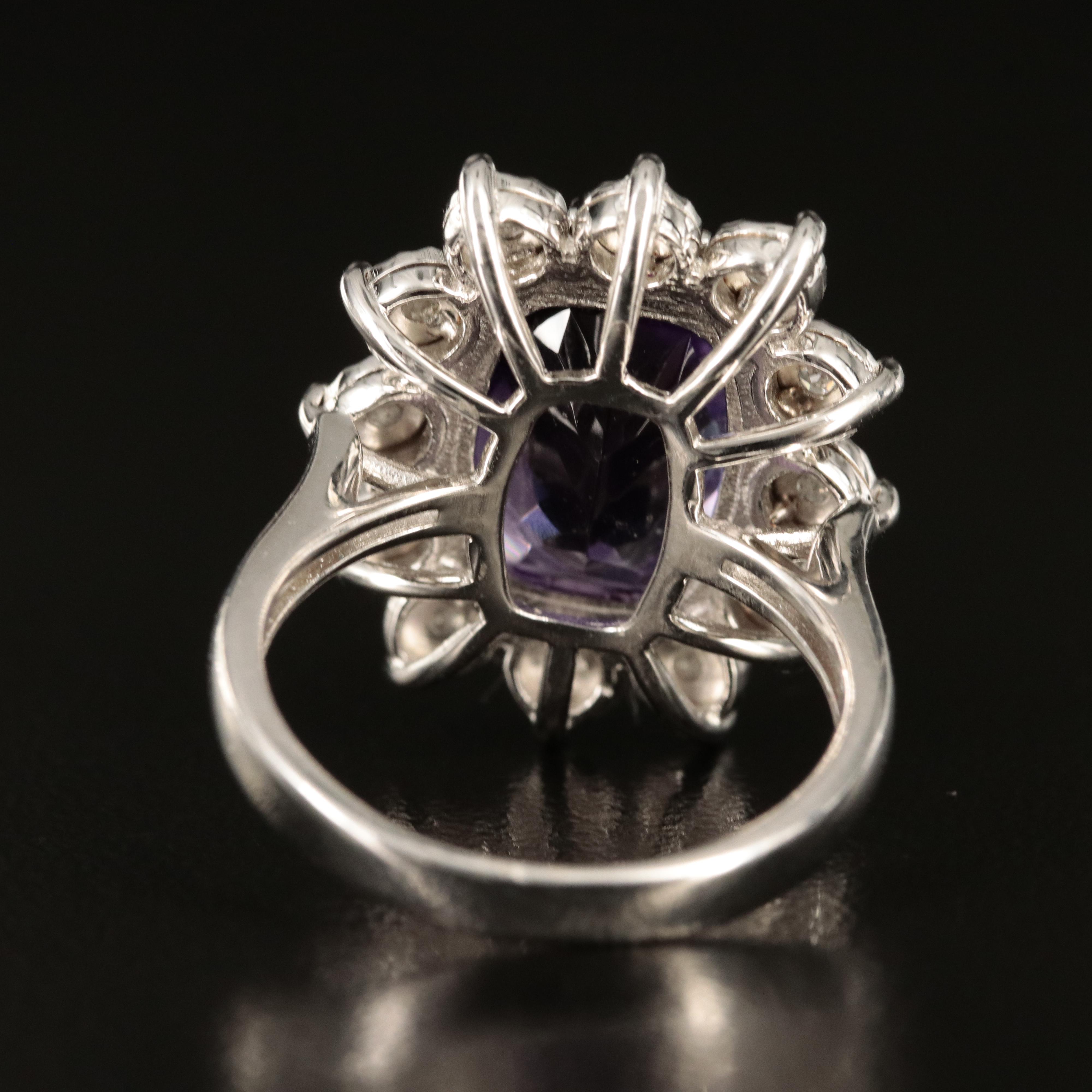 Sterling Amethyst and Diamond Ring