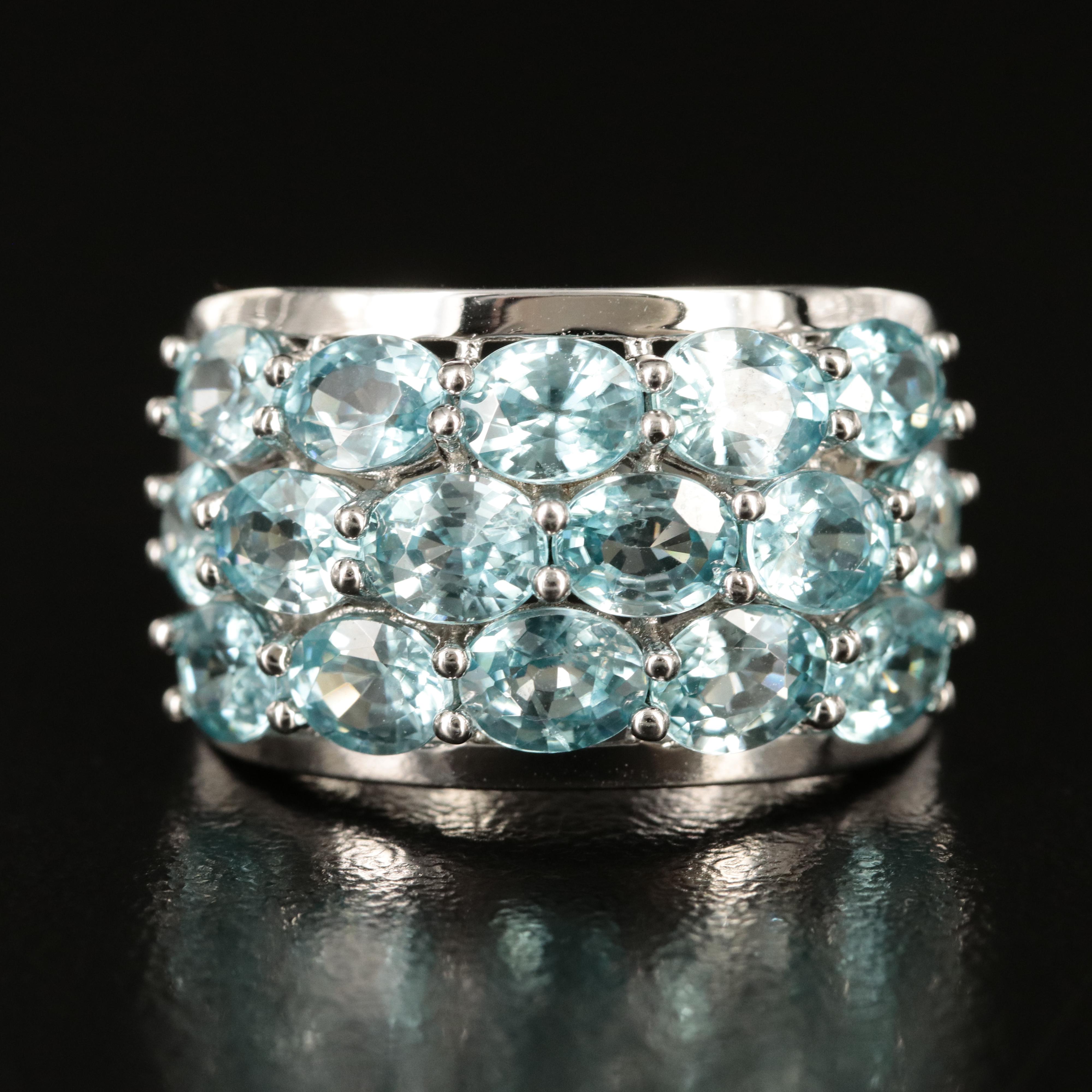 Sterling Topaz Cluster Ring