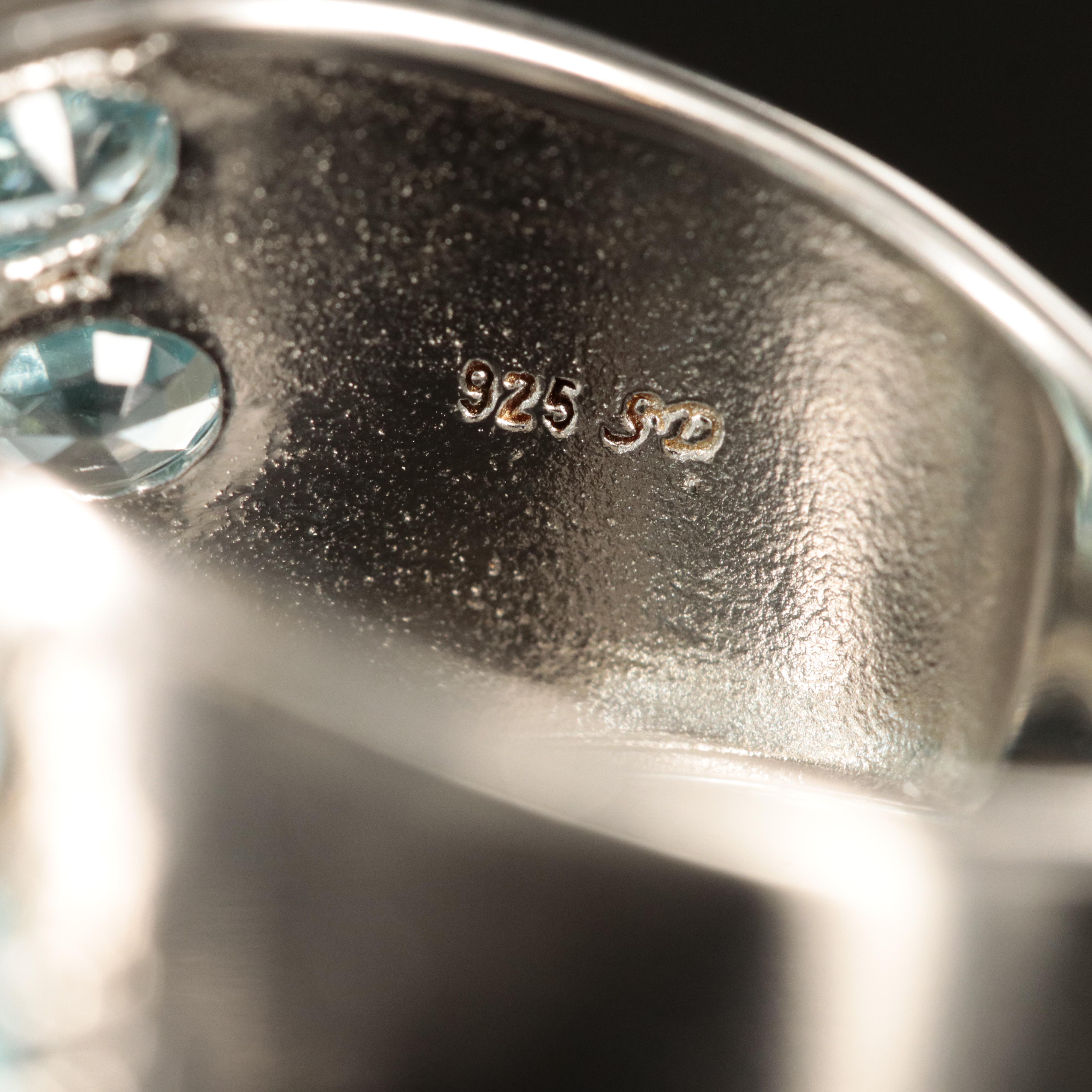 Sterling Topaz Cluster Ring