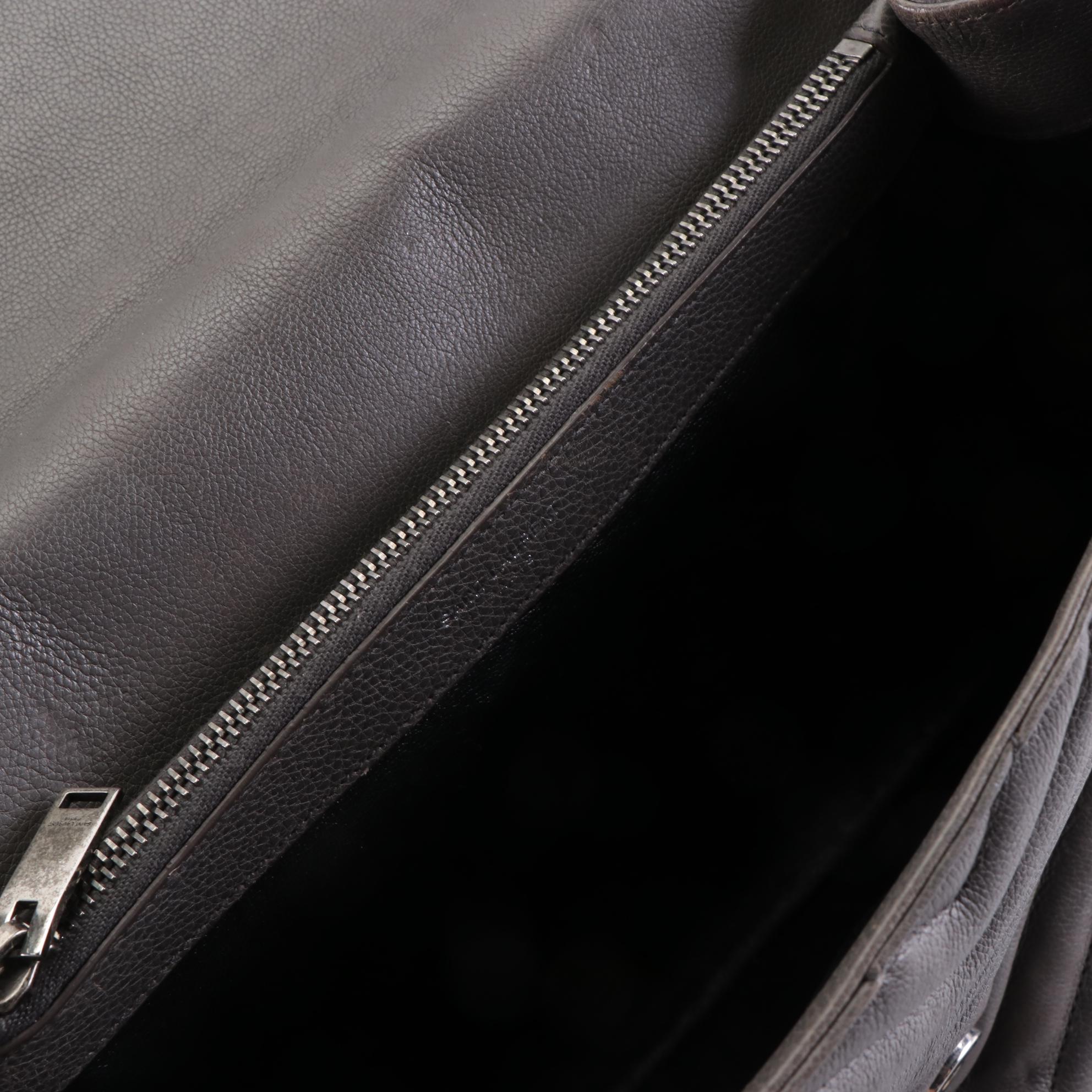 Saint Laurent Large Classic Monogram College Bag in Chevron Matelassé Leather