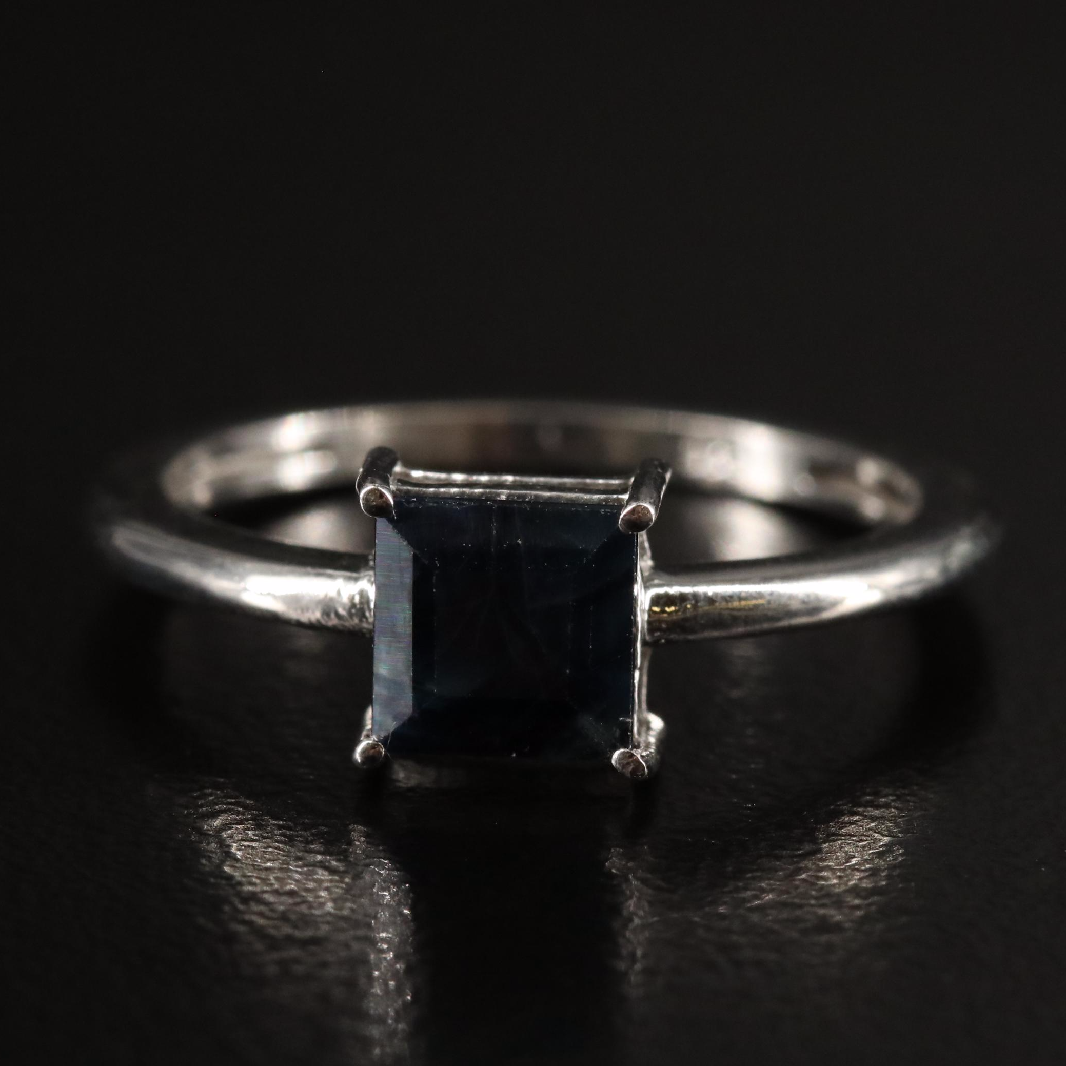 Sterling Sapphire Solitaire Ring