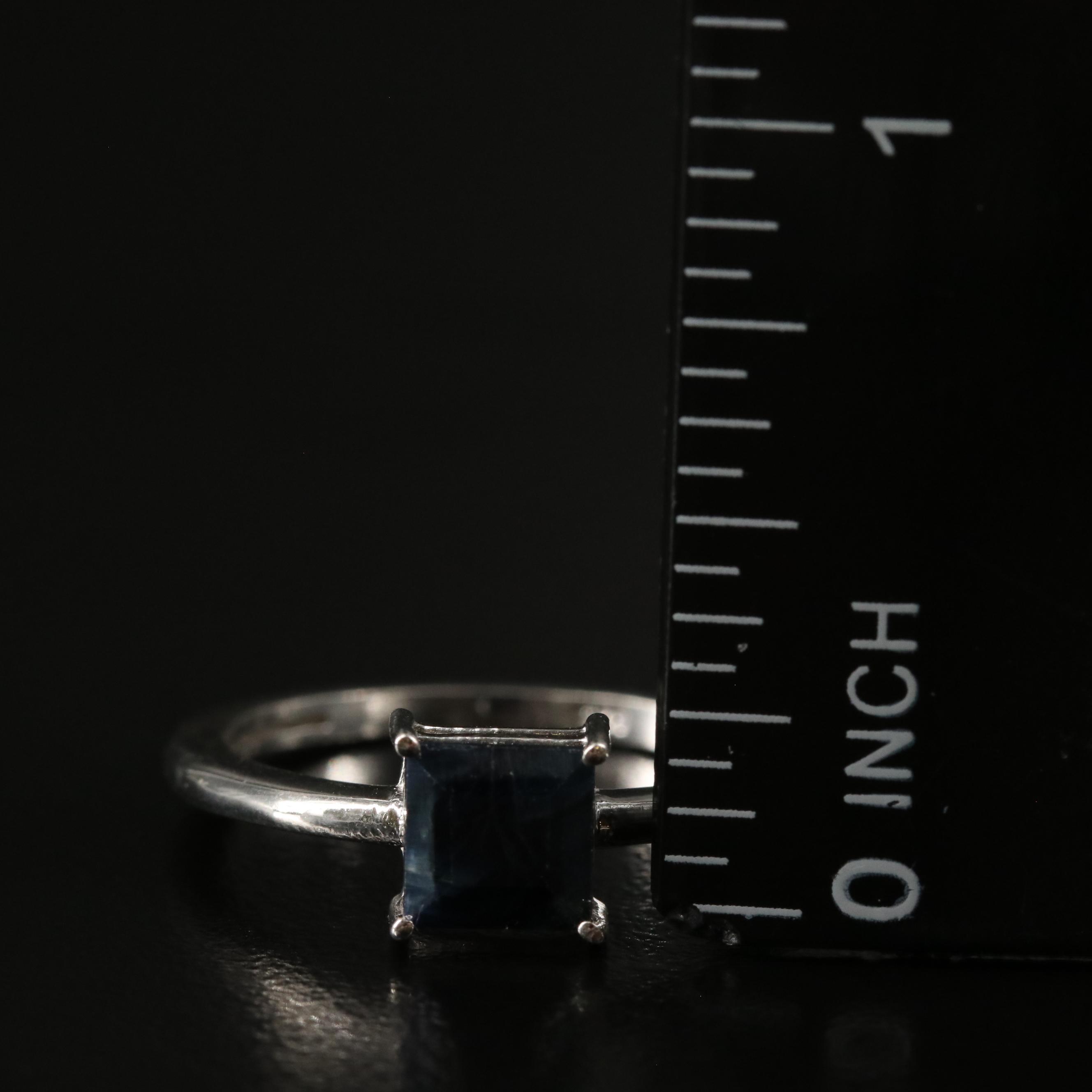 Sterling Sapphire Solitaire Ring