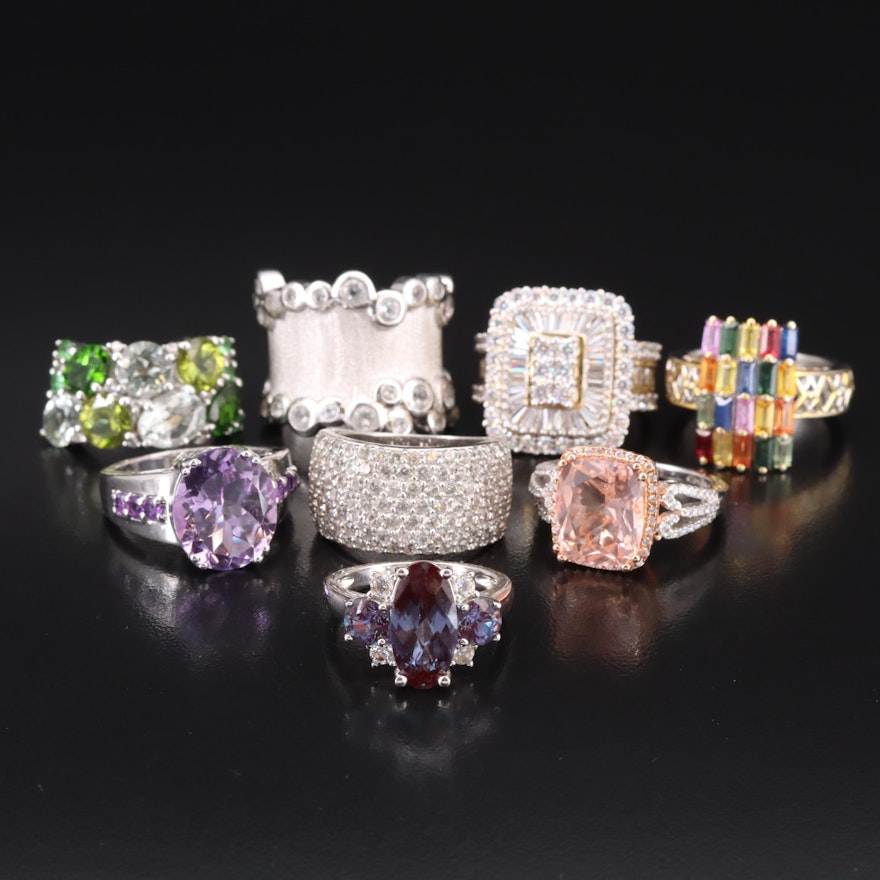 Sterling Ring Collection Including Topaz and Amethyst