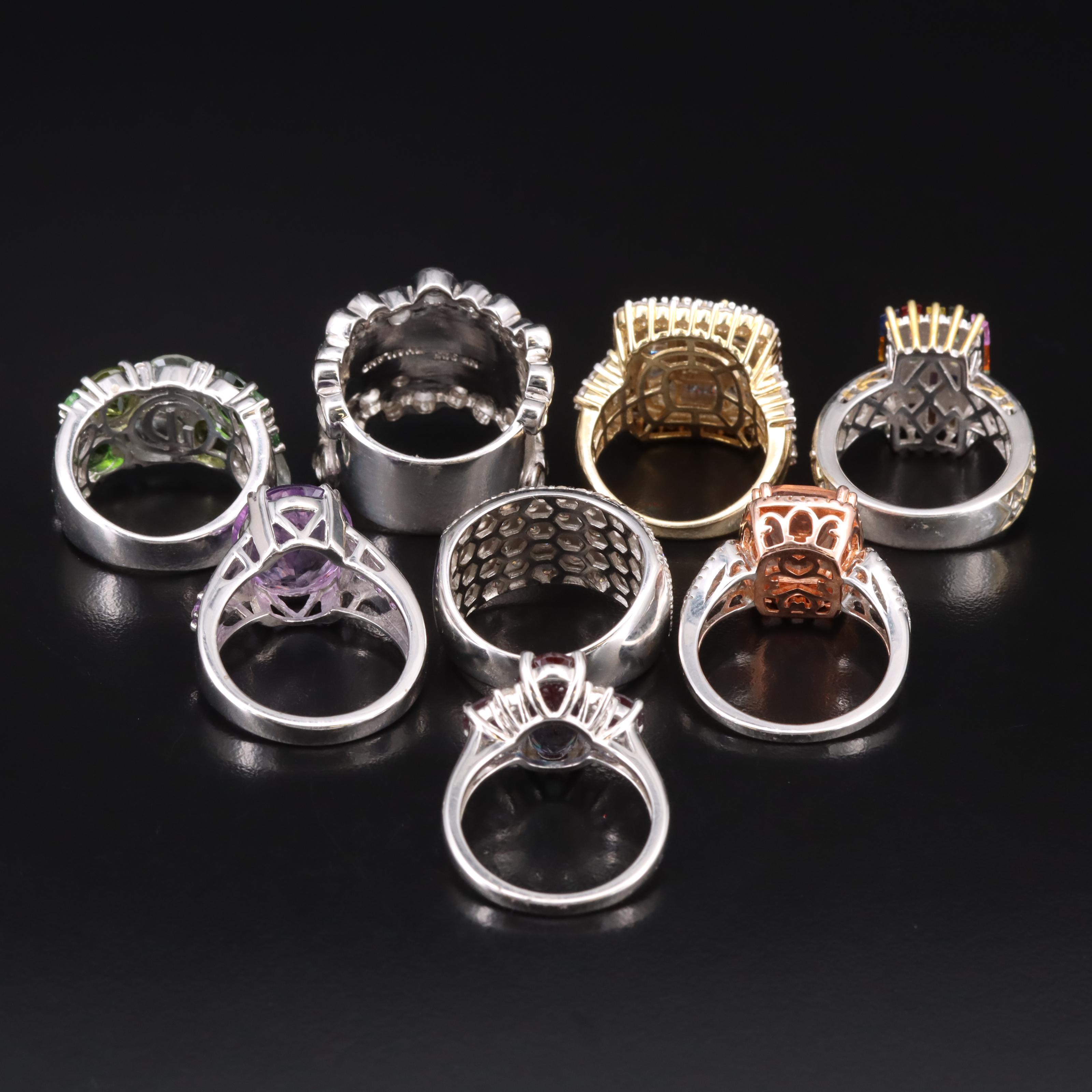 Sterling Ring Collection Including Topaz and Amethyst