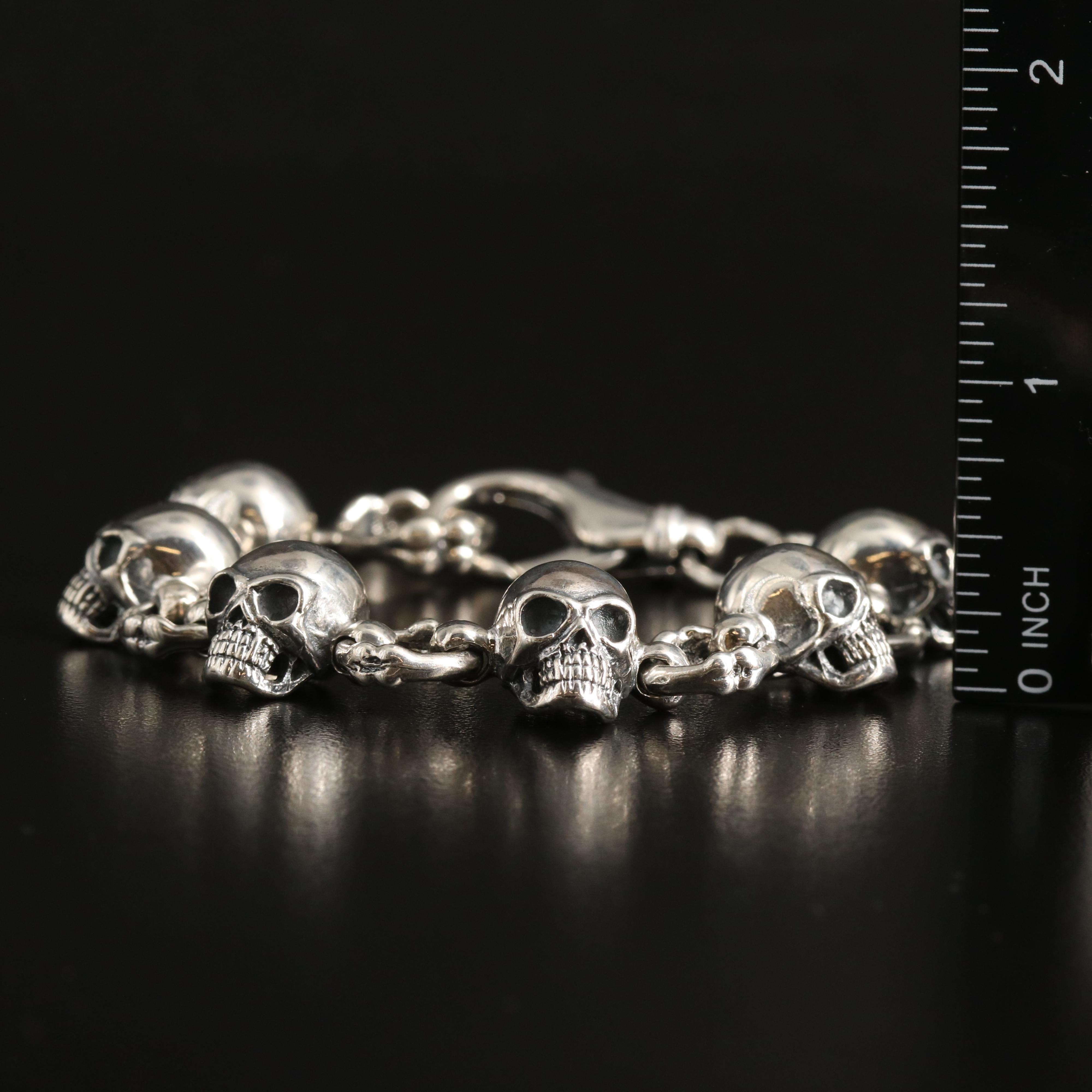 Sterling Skull and Bone Bracelet
