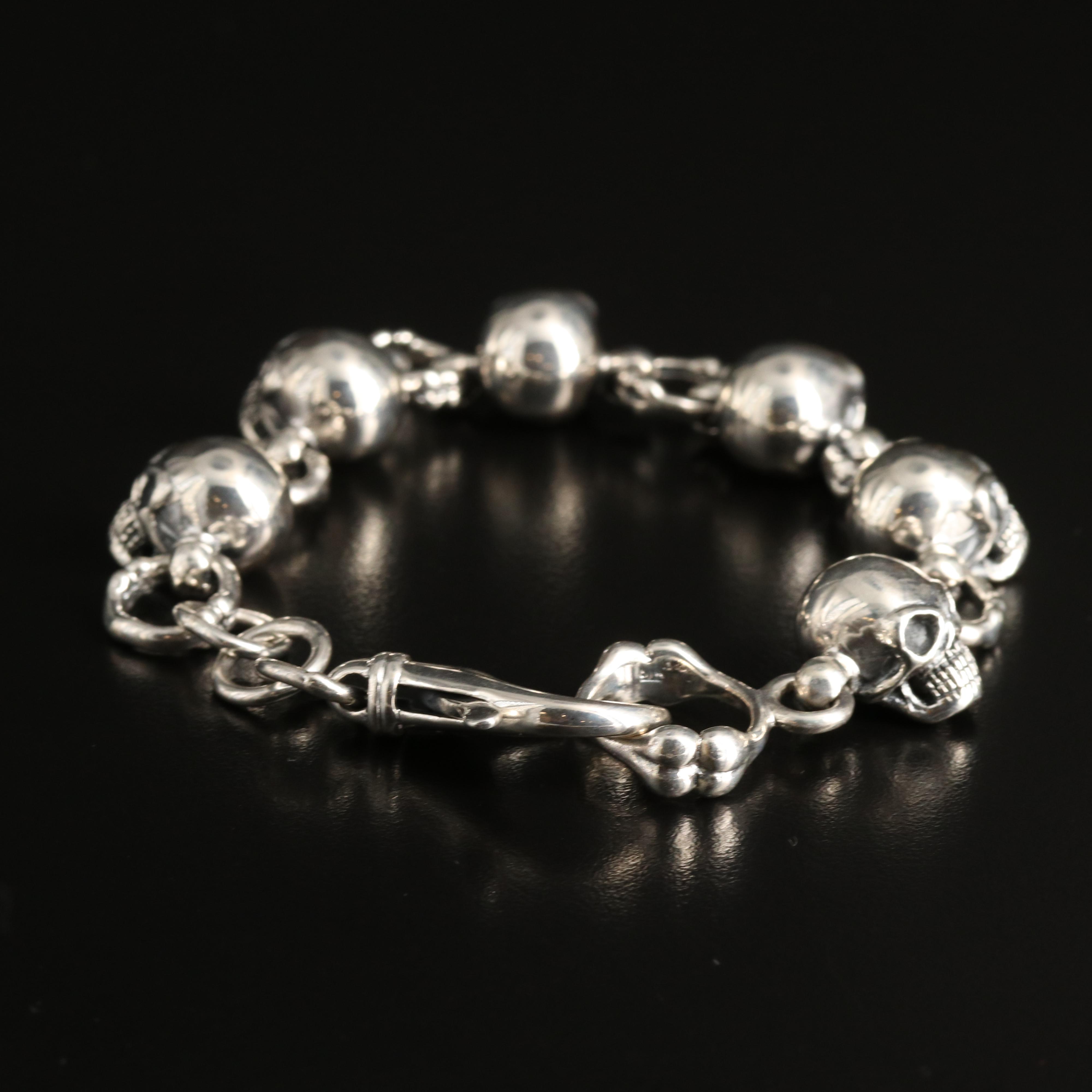 Sterling Skull and Bone Bracelet