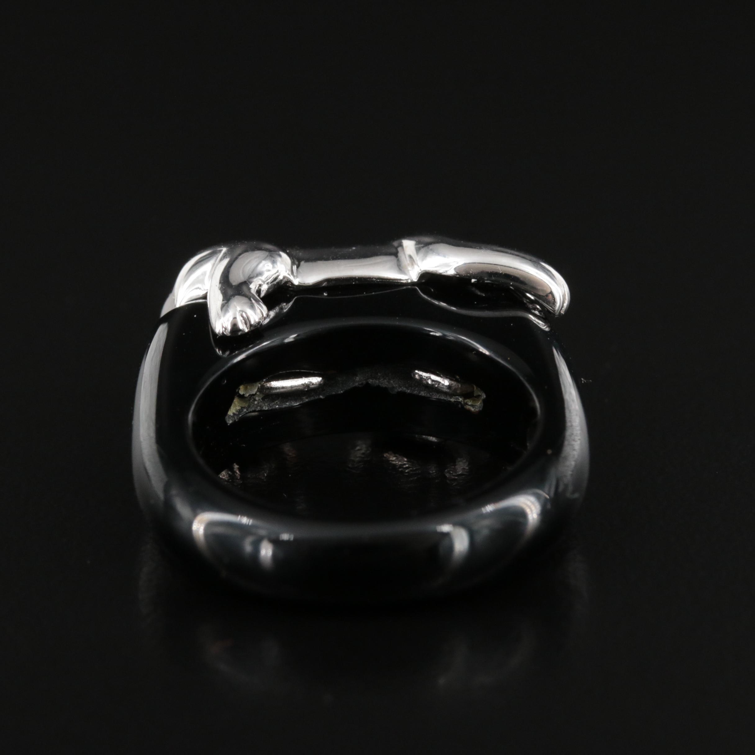 Sterling Black Onyx Bear Ring