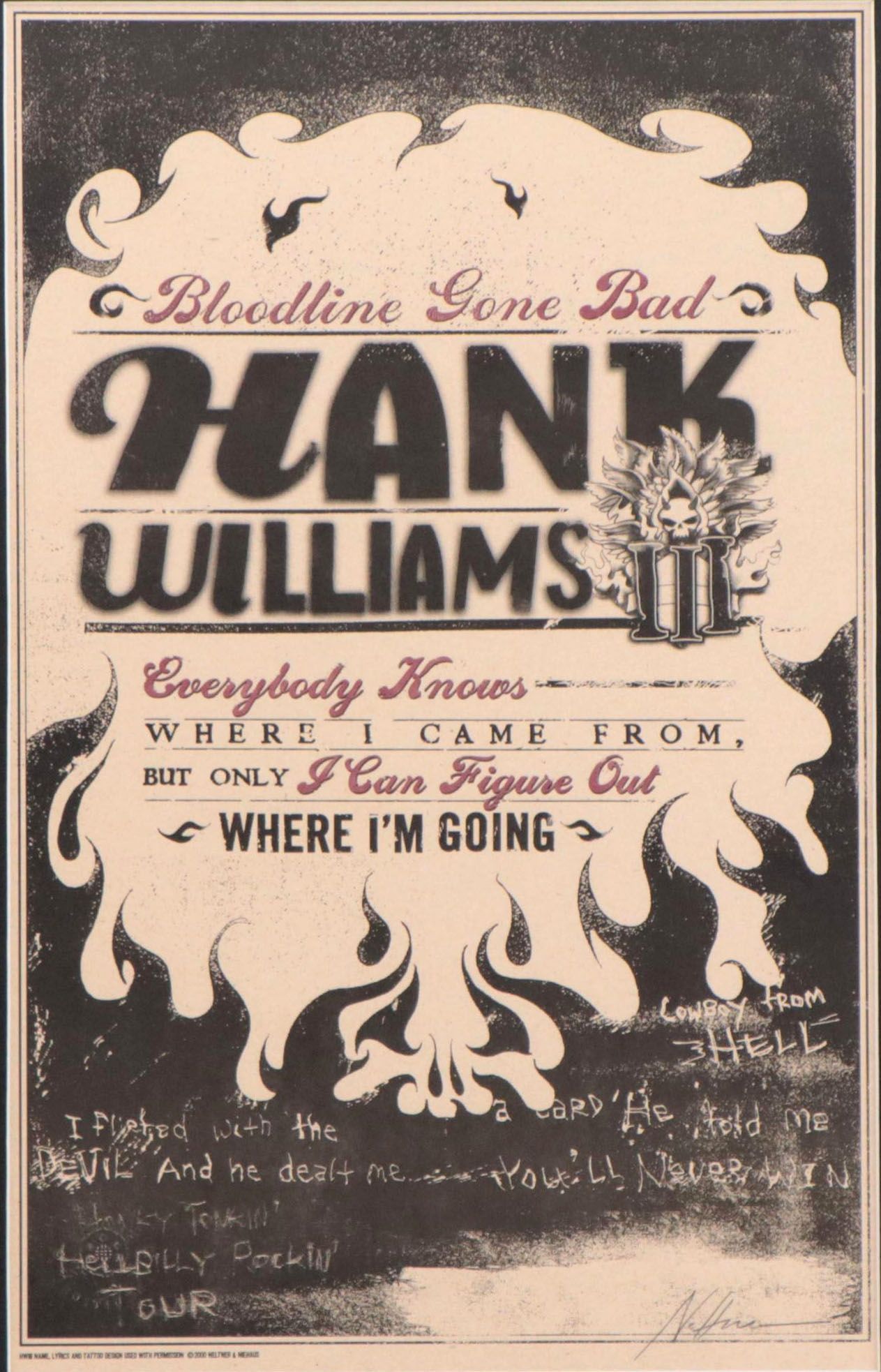 Neltner & Niehaus Hank Williams III Lithograph Poster, Circa 2000