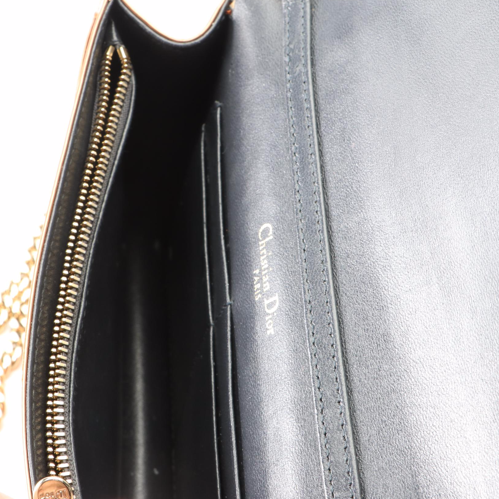 Christian Dior Wallet on Chain in Diorama Cannage Metallic Leather